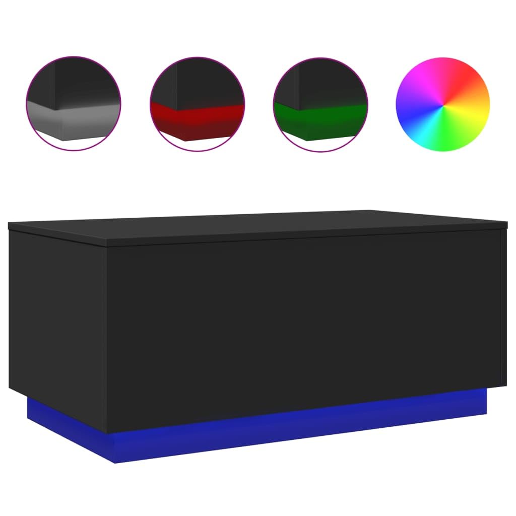 Black RGB LED Coffee Table – Rectangular