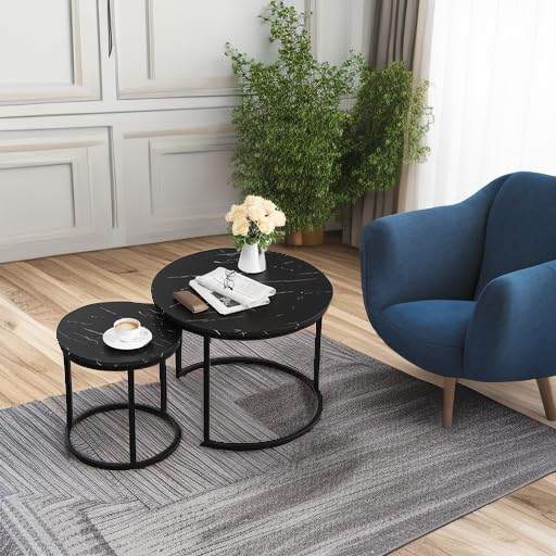 White Nesting Coffee Tables, 2-Pack