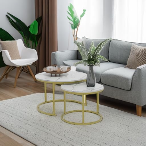 White Nesting Coffee Tables, 2-Pack