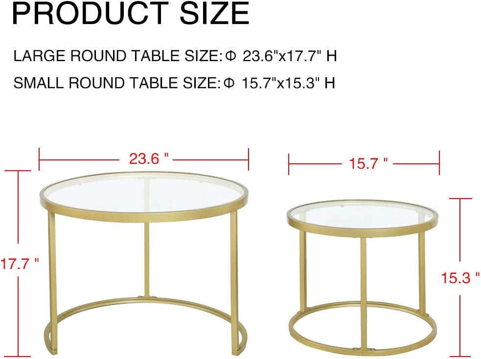 Gold Nesting Coffee Tables, 2-Pack