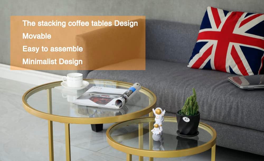 Gold Nesting Coffee Tables, 2-Pack