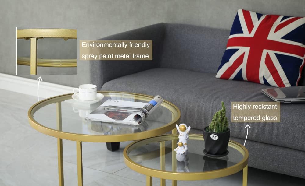 Gold Nesting Coffee Tables, 2-Pack