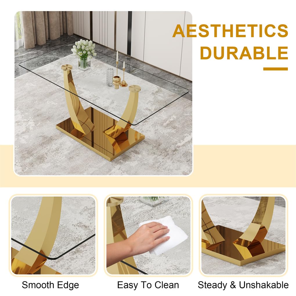 63" Glass Dining Table Set for 4