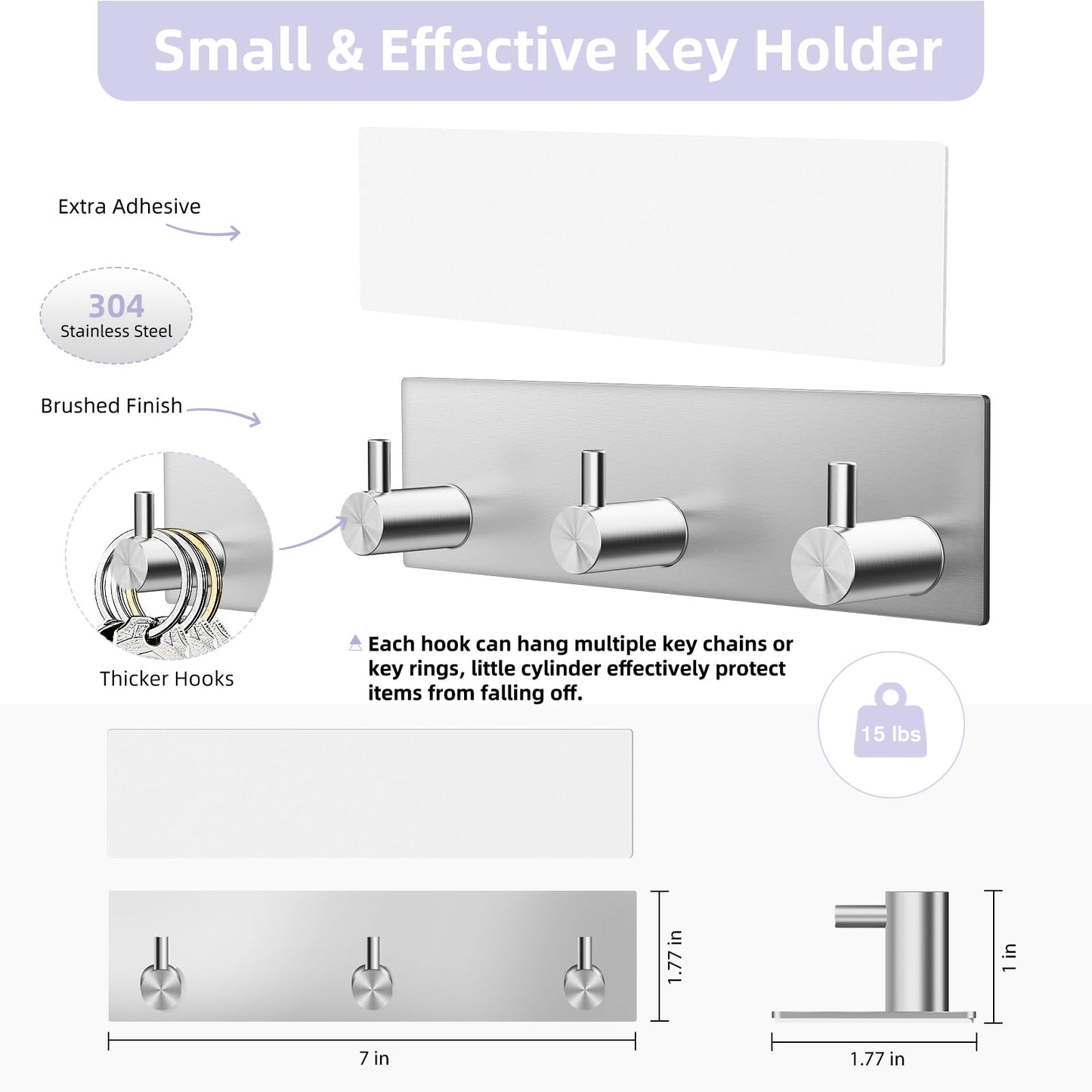 VIS'V Adhesive Wall Key Holder – Black