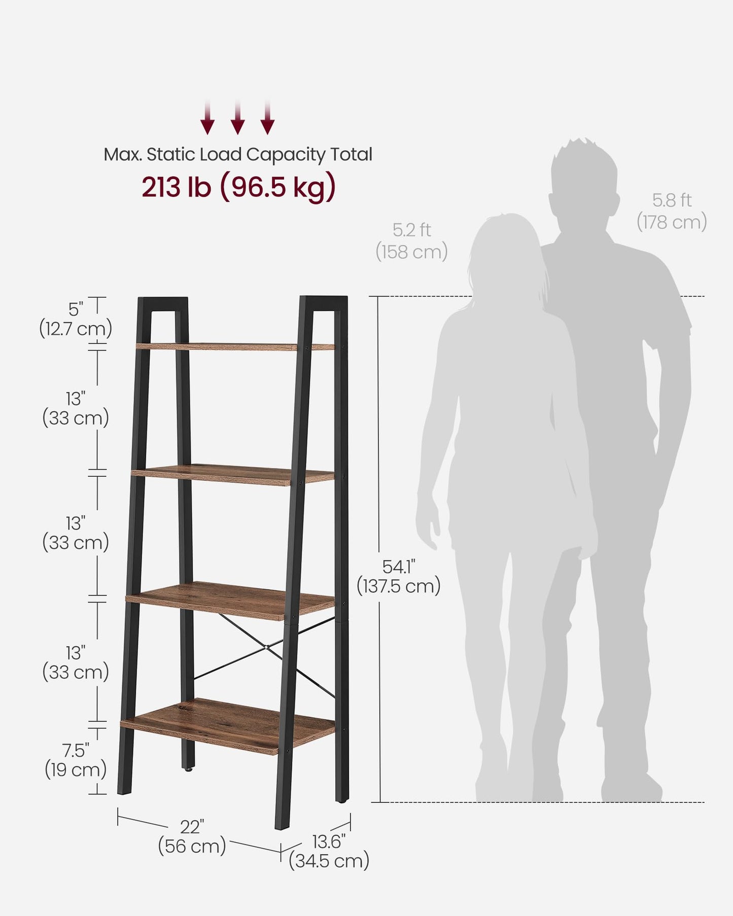VASAGLE 5-Tier Ladder Bookshelf