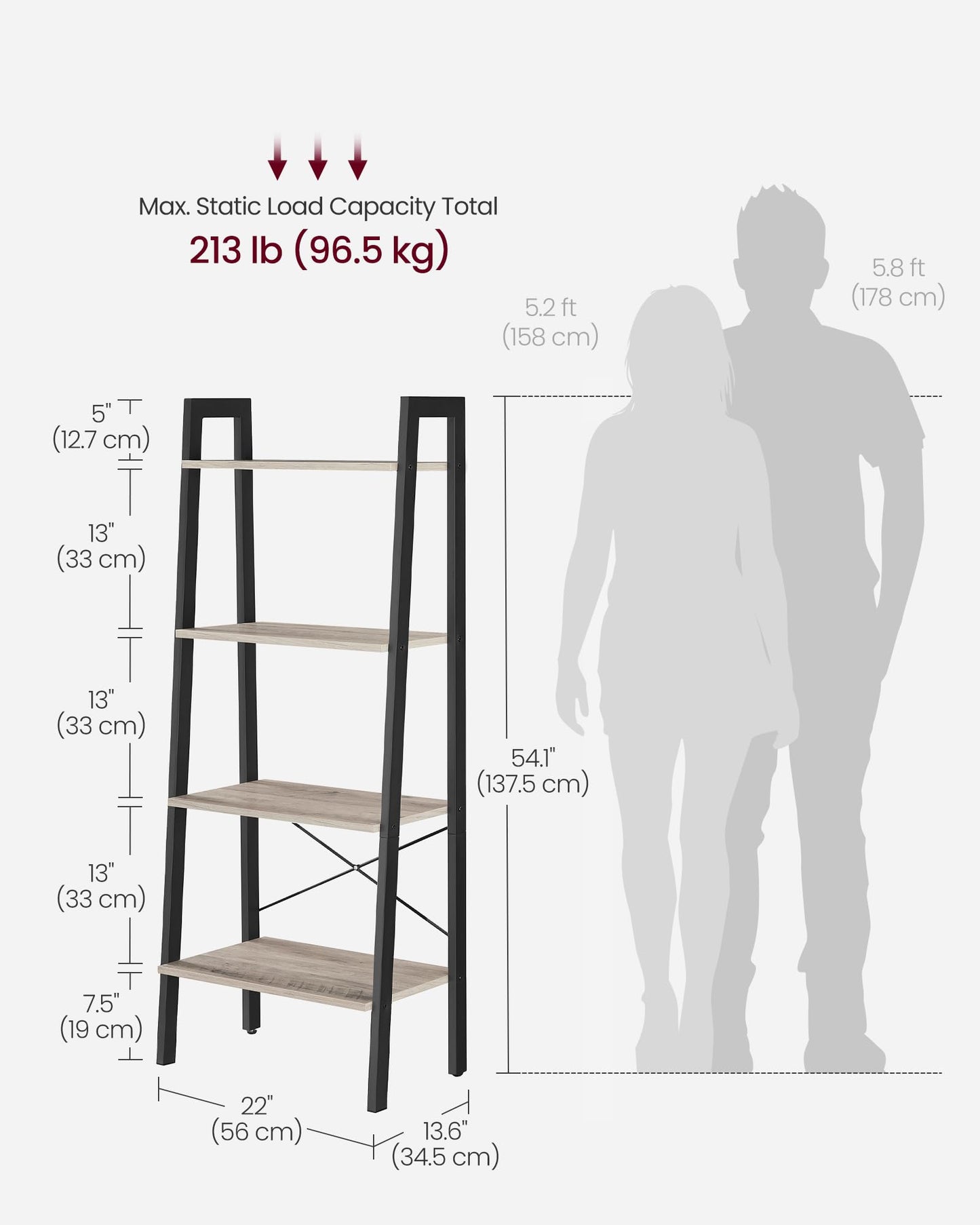 VASAGLE 5-Tier Ladder Bookshelf