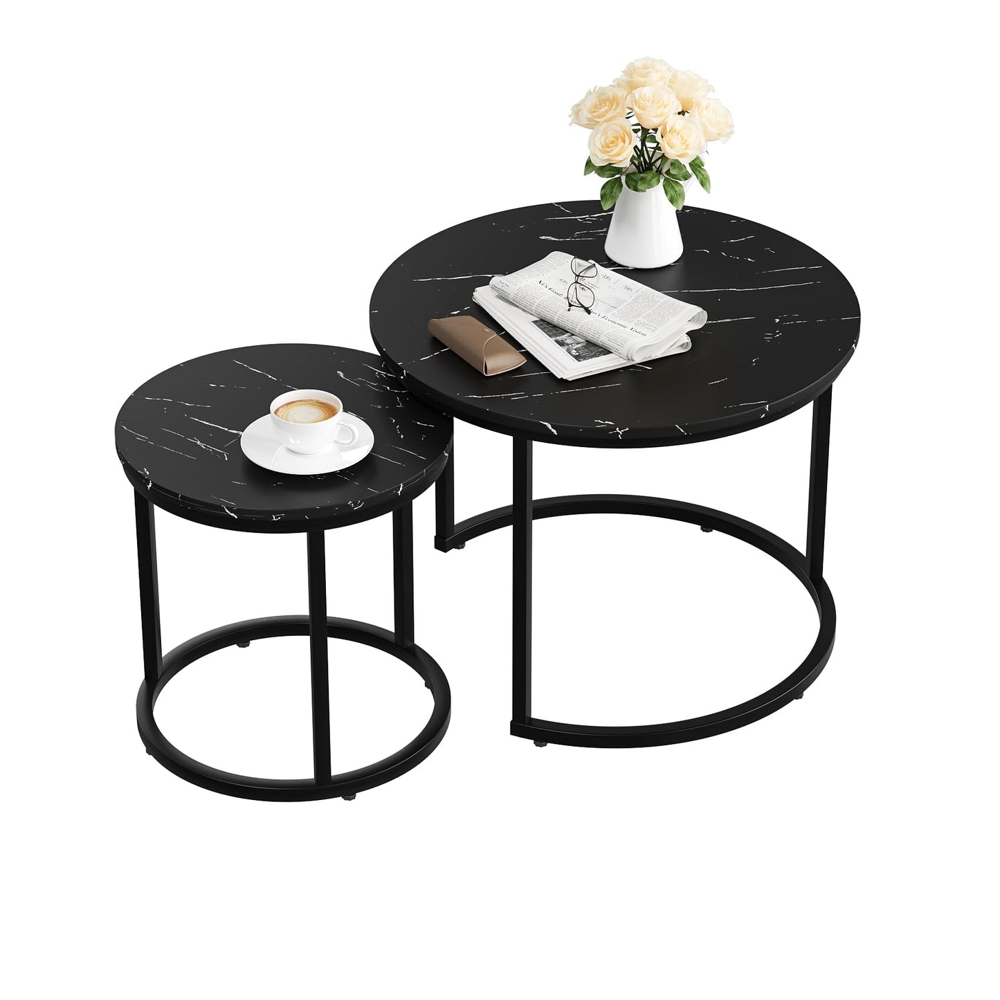 White Nesting Coffee Tables, 2-Pack