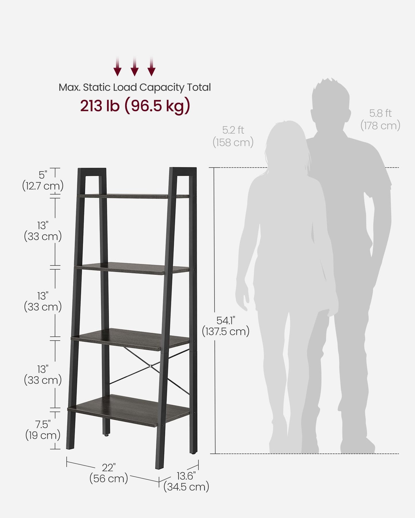 VASAGLE 5-Tier Ladder Bookshelf