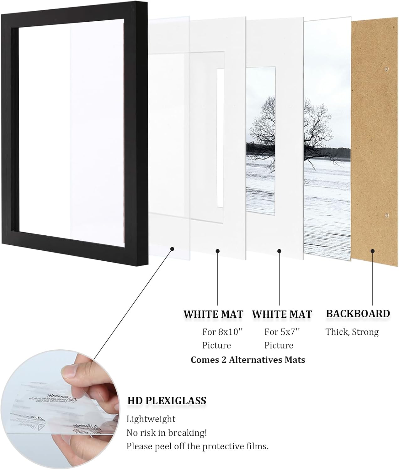 Egofine 4-Piece Black Wood Frame Set