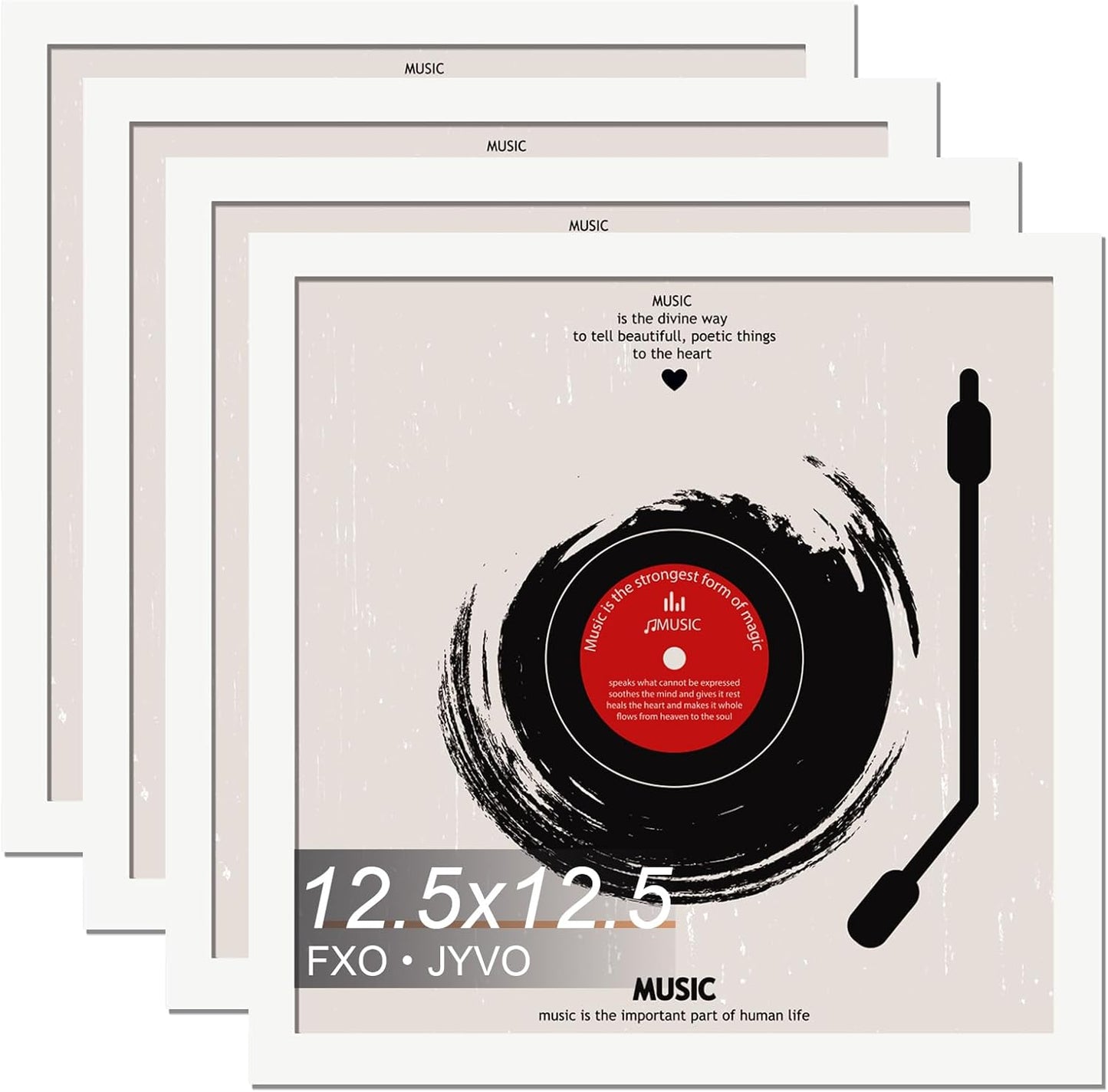 4-Pack 12.5" White Vinyl Record Frames