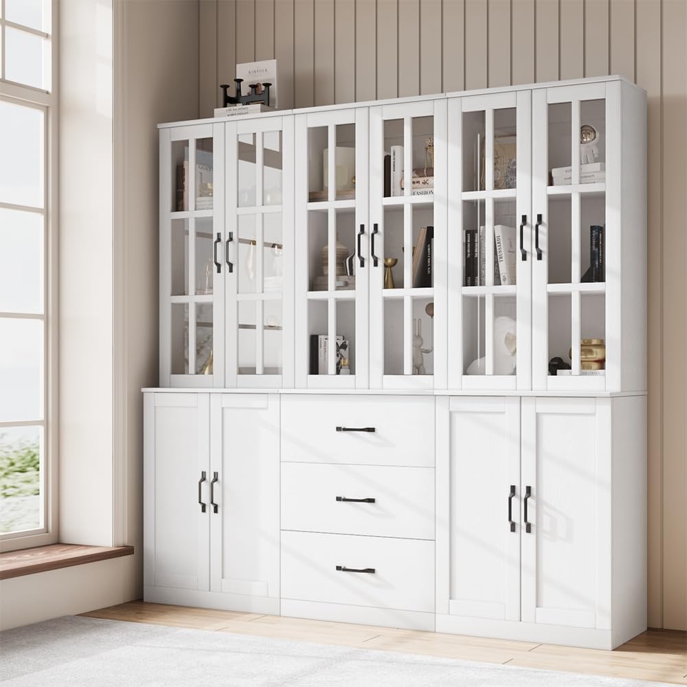 VOWNER 5-Tier Black Glass Door Bookcase