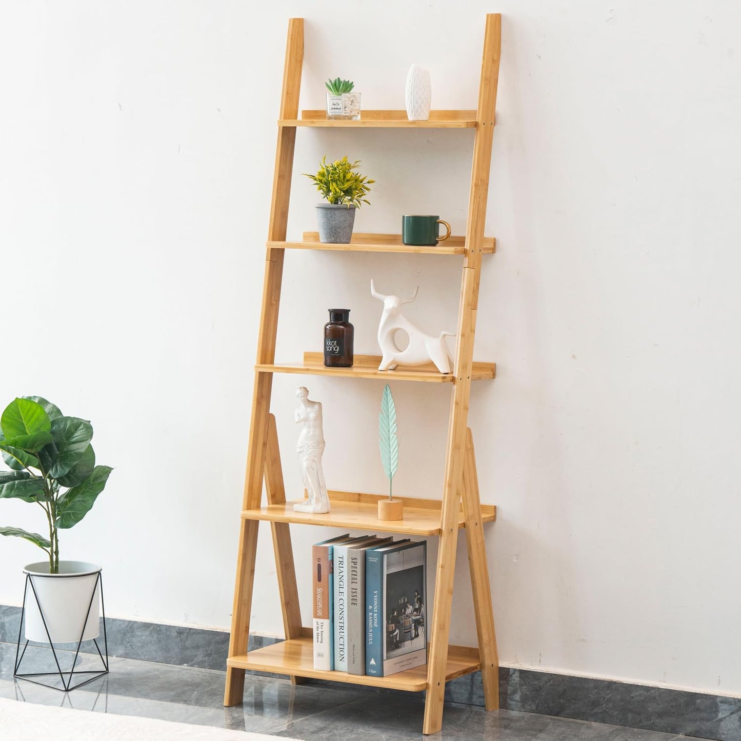Maydear 5-Tier Bamboo Ladder Shelf