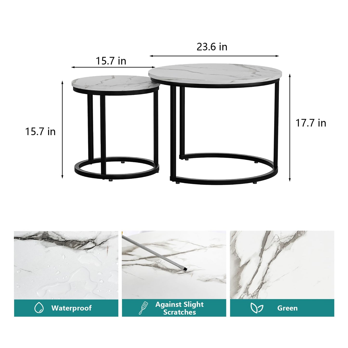 White Nesting Coffee Tables, 2-Pack