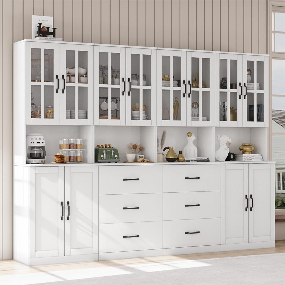 VOWNER 5-Tier Black Glass Door Bookcase