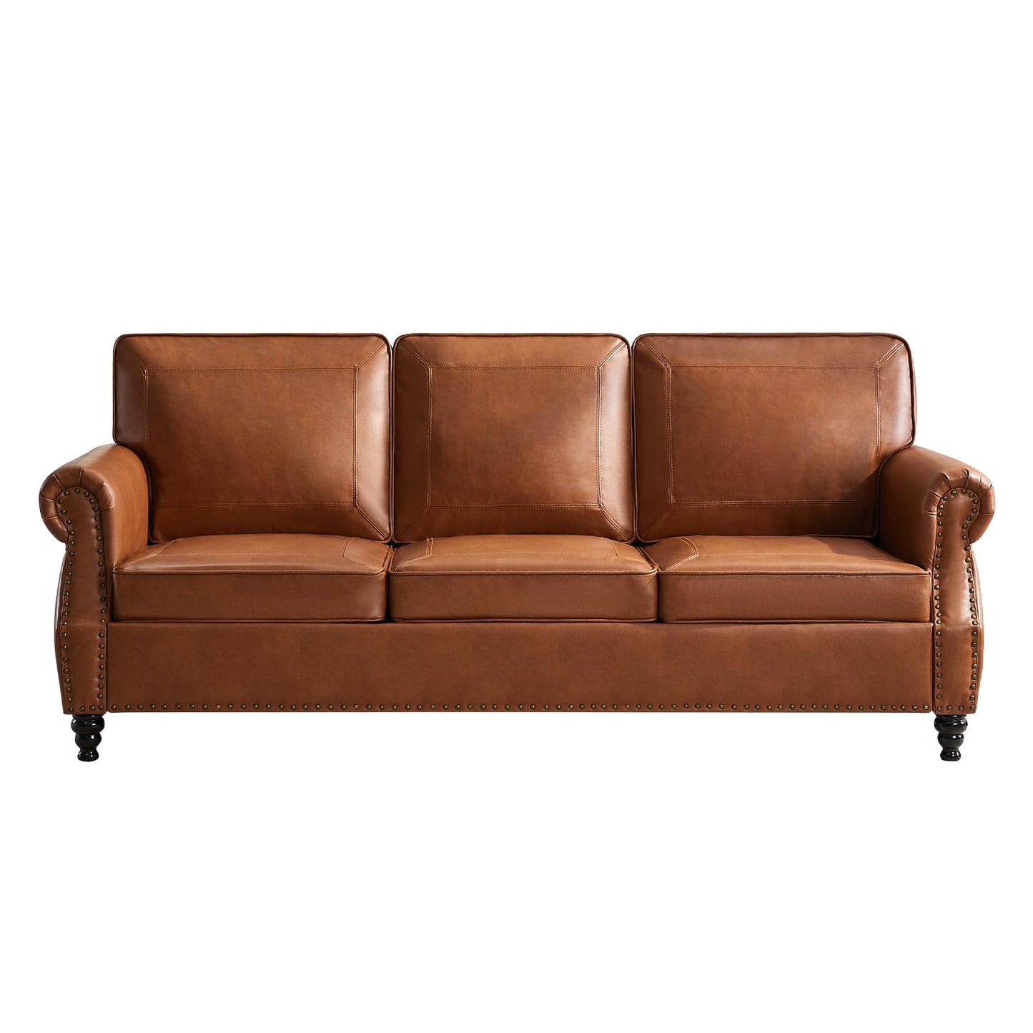 WILLOVE 79" Black Faux Leather Sofa