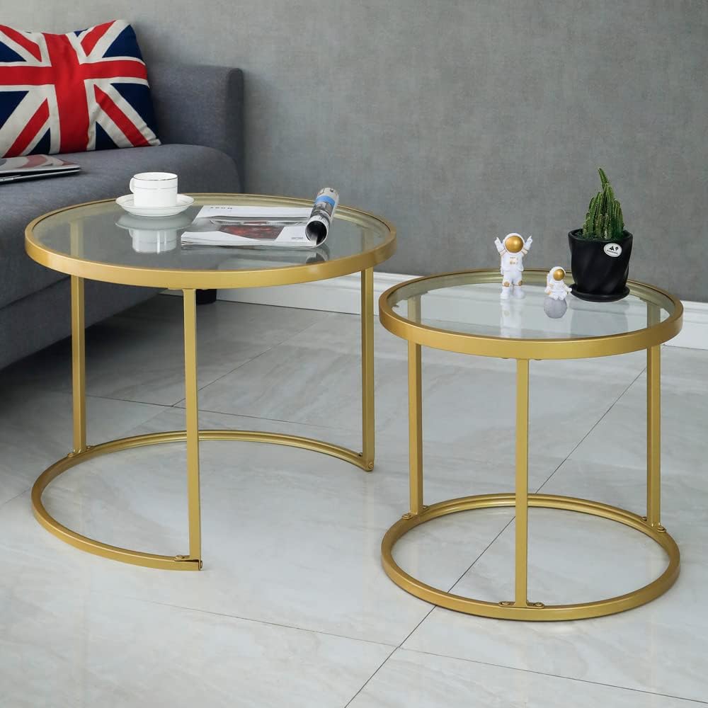 Gold Nesting Coffee Tables, 2-Pack