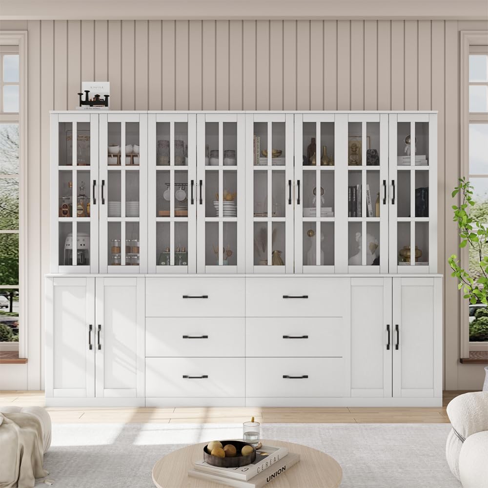 VOWNER 5-Tier Black Glass Door Bookcase