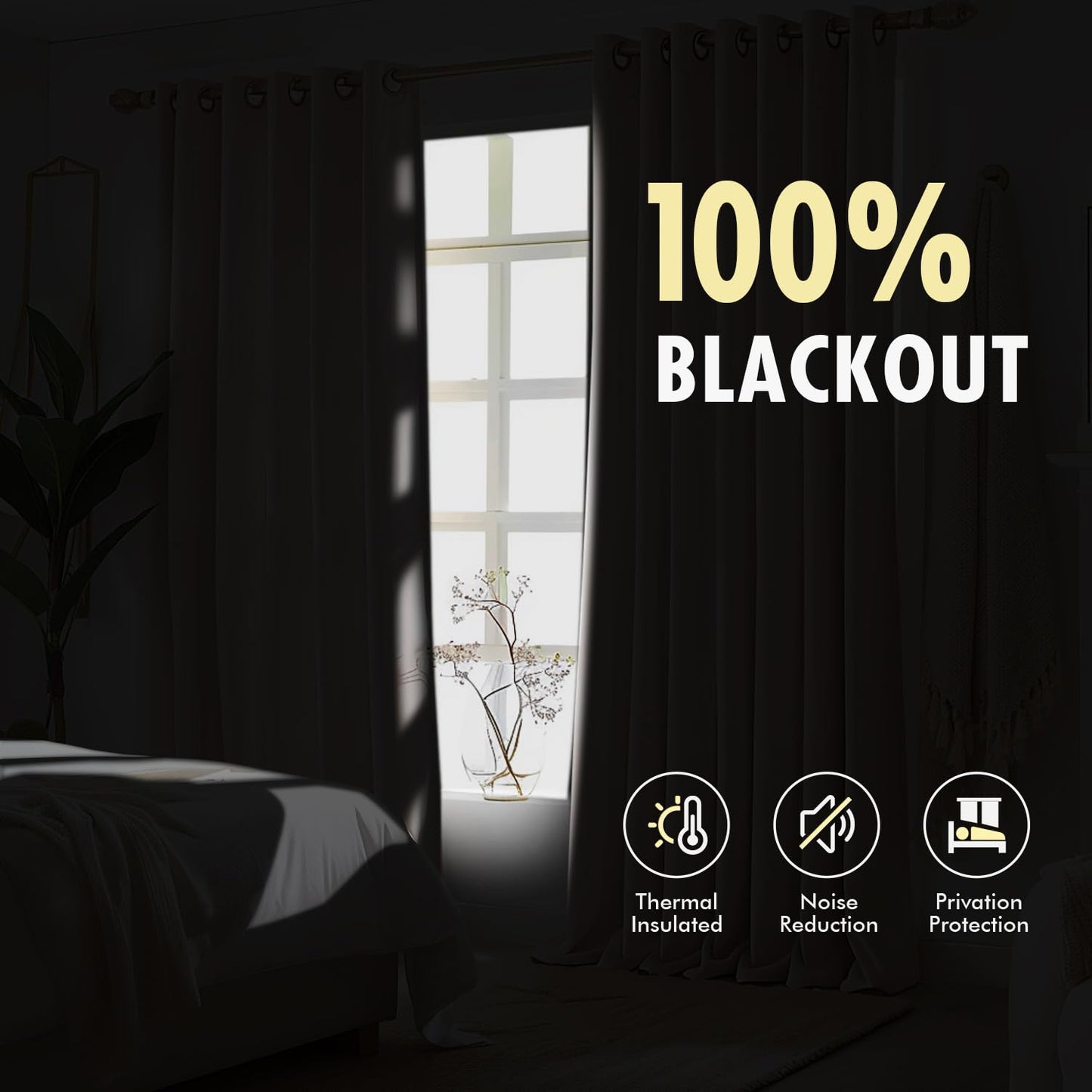 MIULEE Blackout Linen Curtains 84" – 2 Panels