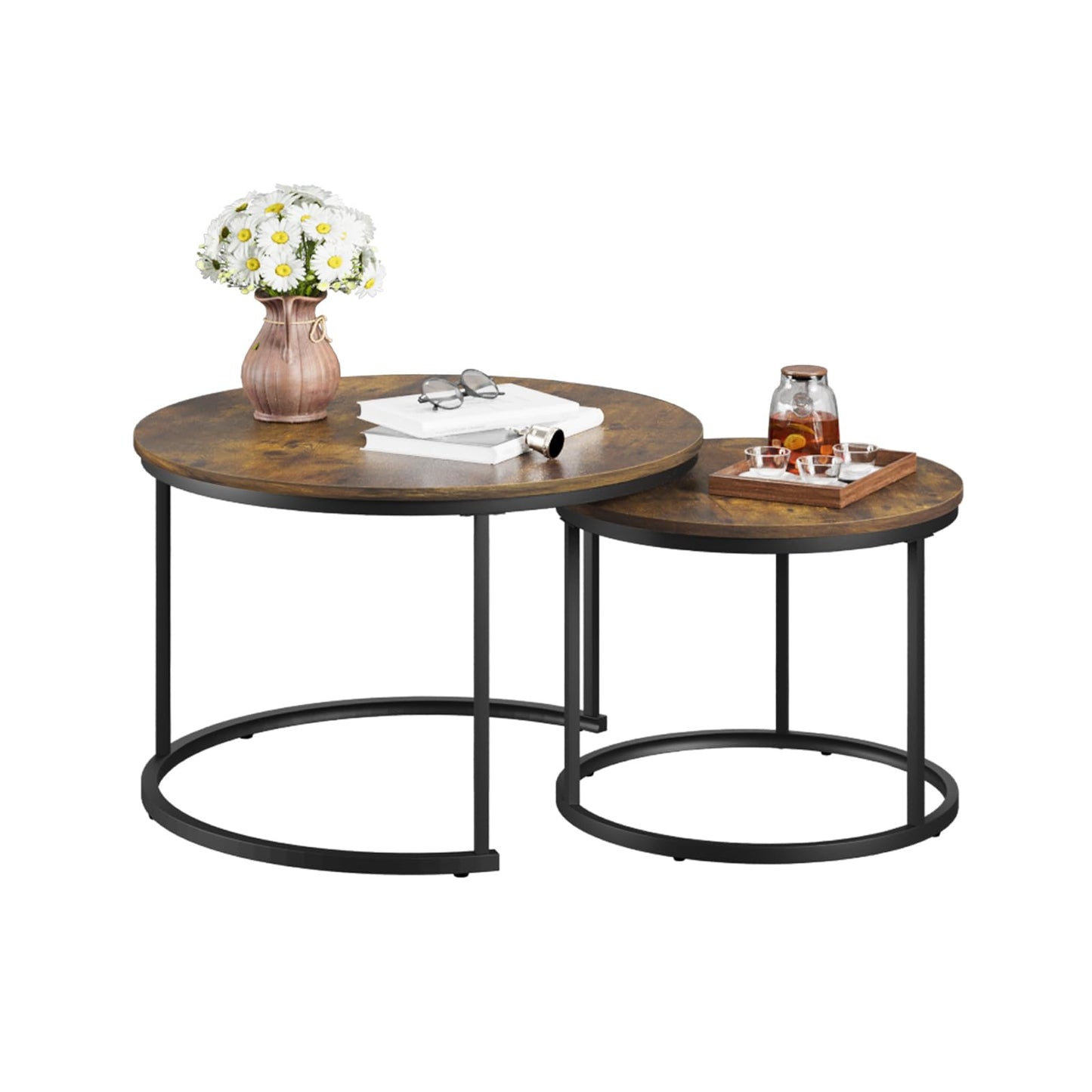 White Nesting Coffee Tables, 2-Pack