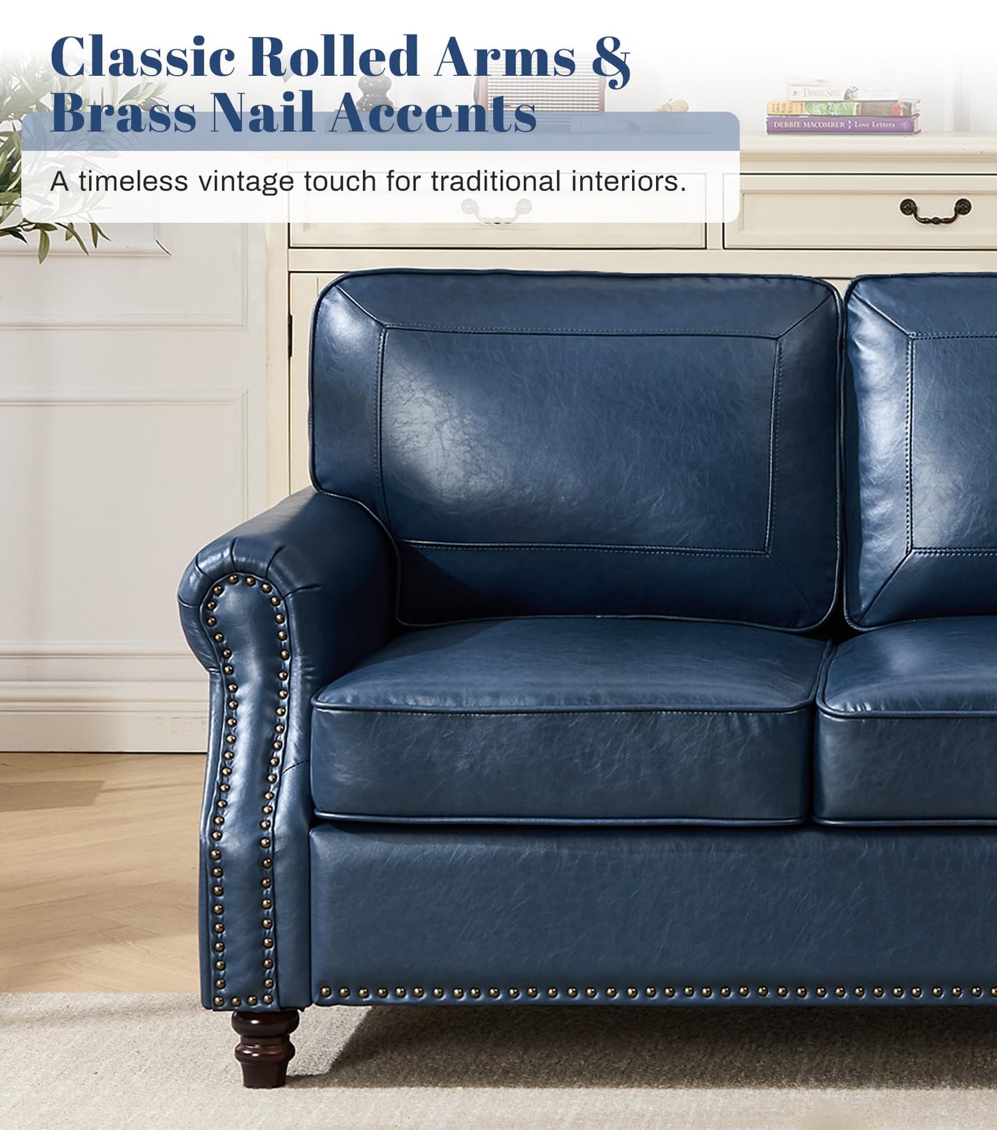 WILLOVE 79" Black Faux Leather Sofa