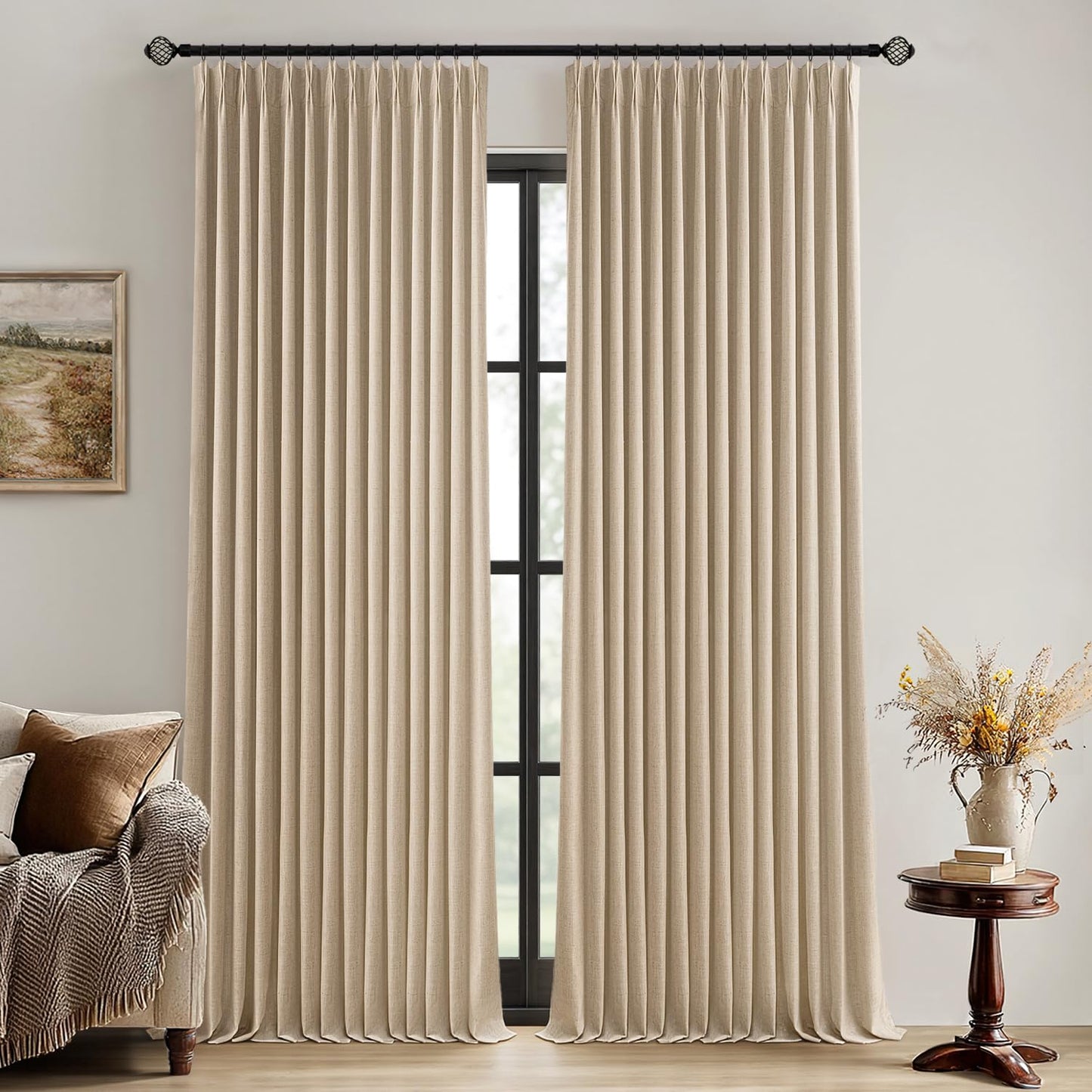 MIULEE Blackout Linen Curtains 84" – 2 Panels