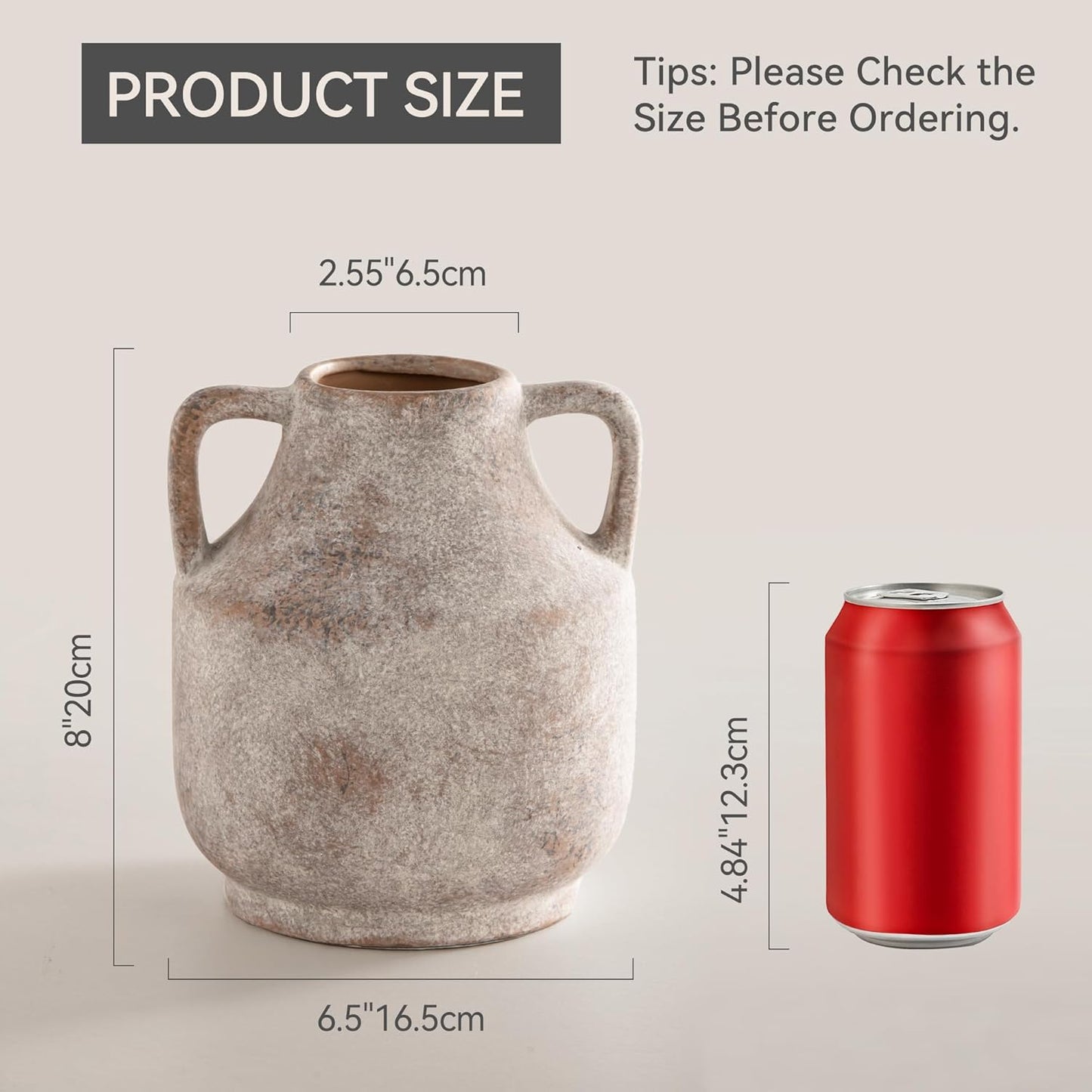 Mitt\&Ditt 8" Off-White Ceramic Vase