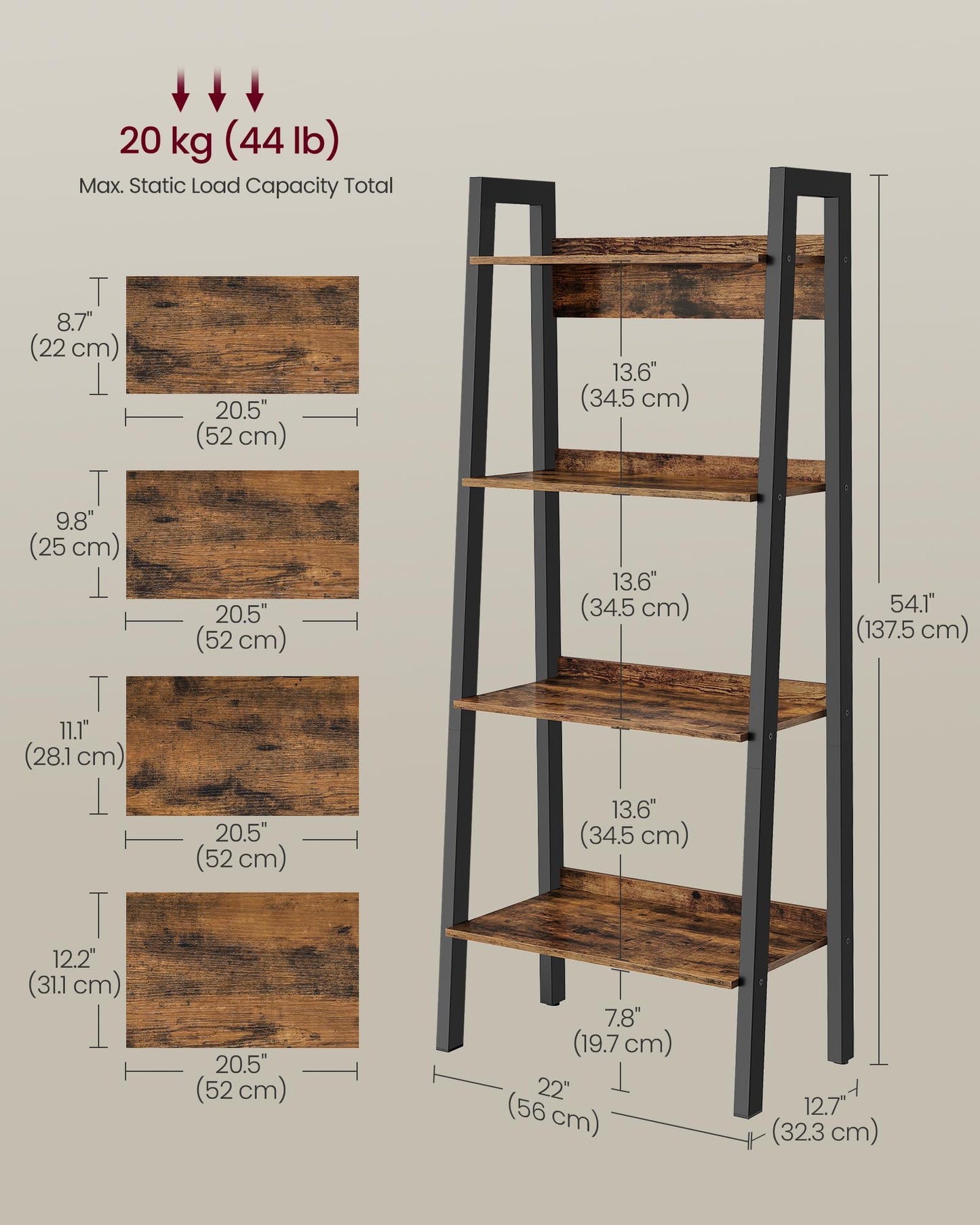 VASAGLE 5-Tier Ladder Bookshelf