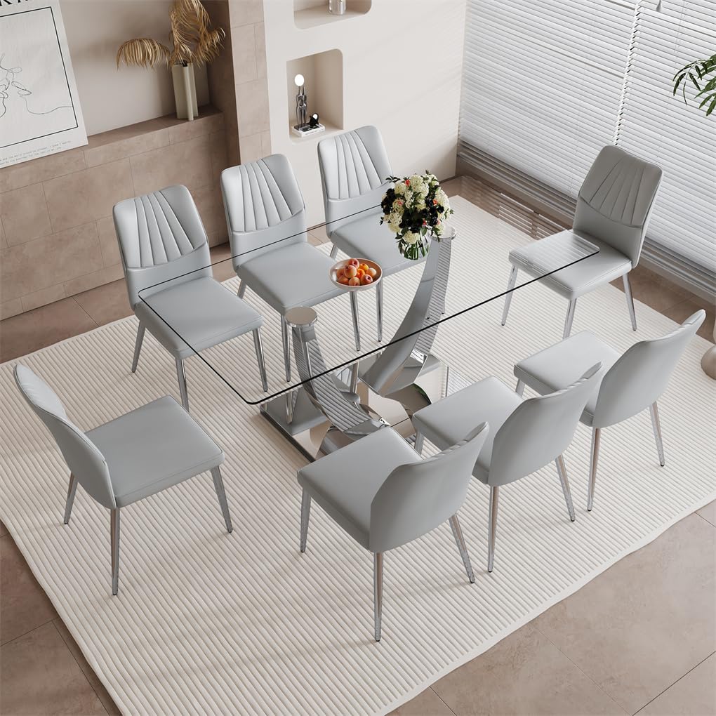 71" Glass Dining Table Set for 6