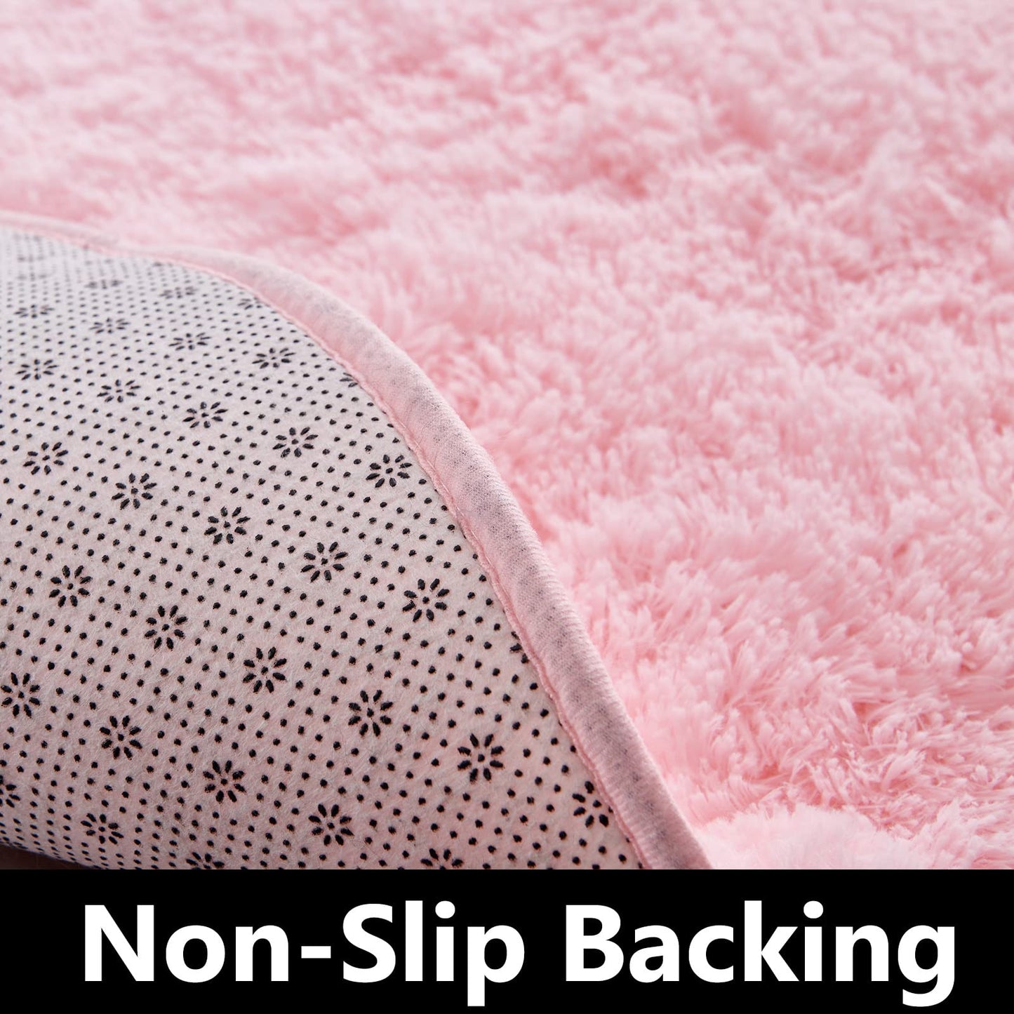 FJZFING 4x4 Light Grey Round Shag Rug