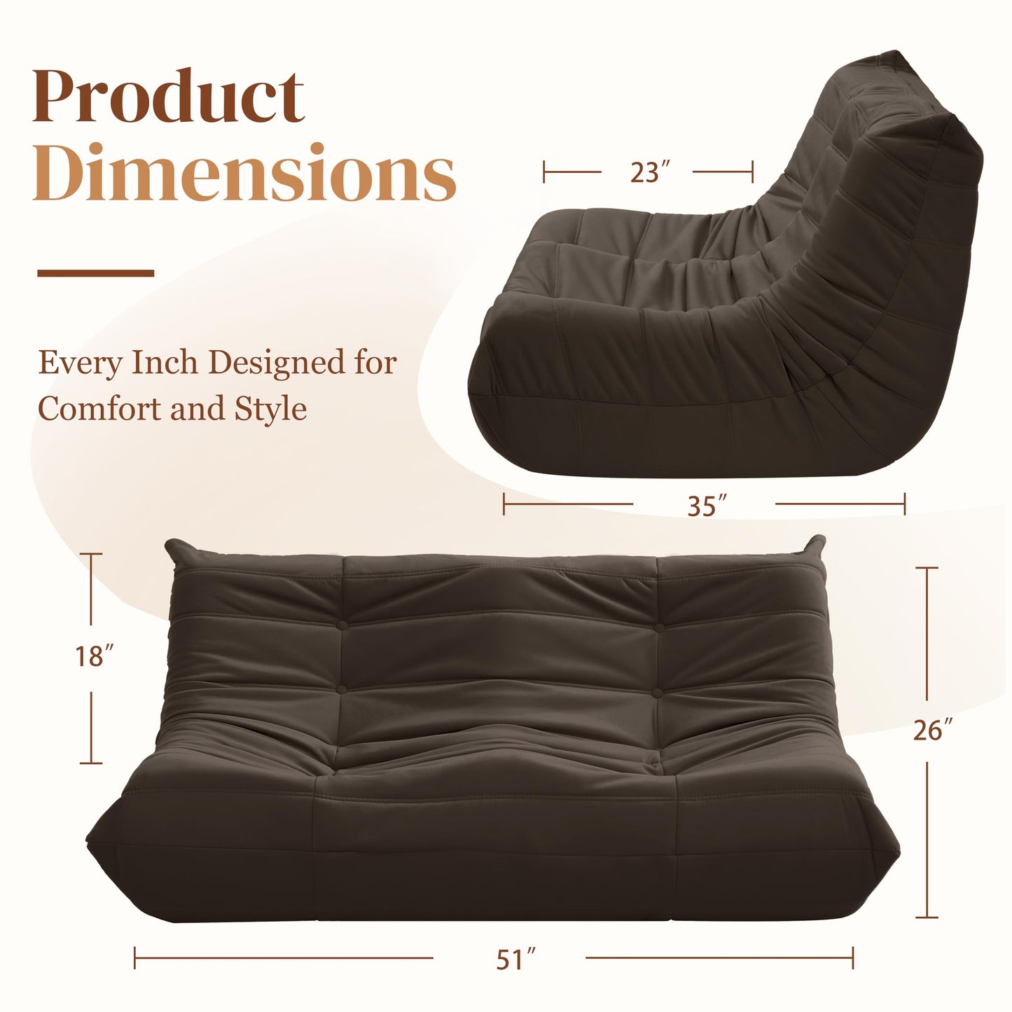 Dark Gray Memory Foam Bean Bag Chair