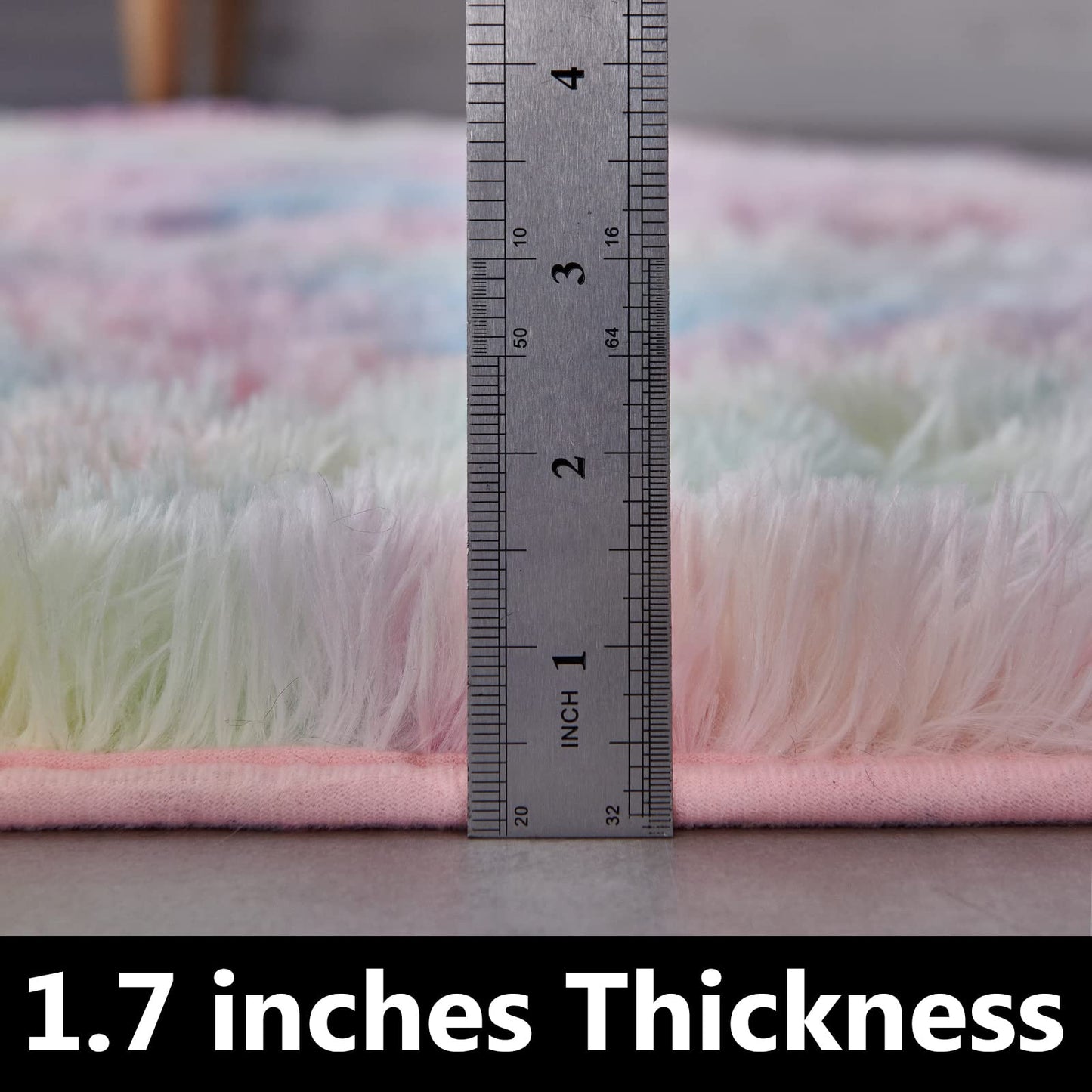 FJZFING 4x4 Light Grey Round Shag Rug