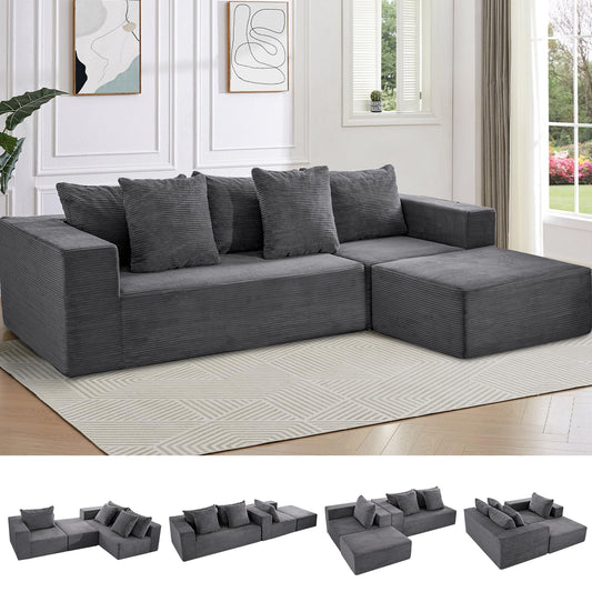 INGEROOM 108" Sectional Sofa – Dark Gray