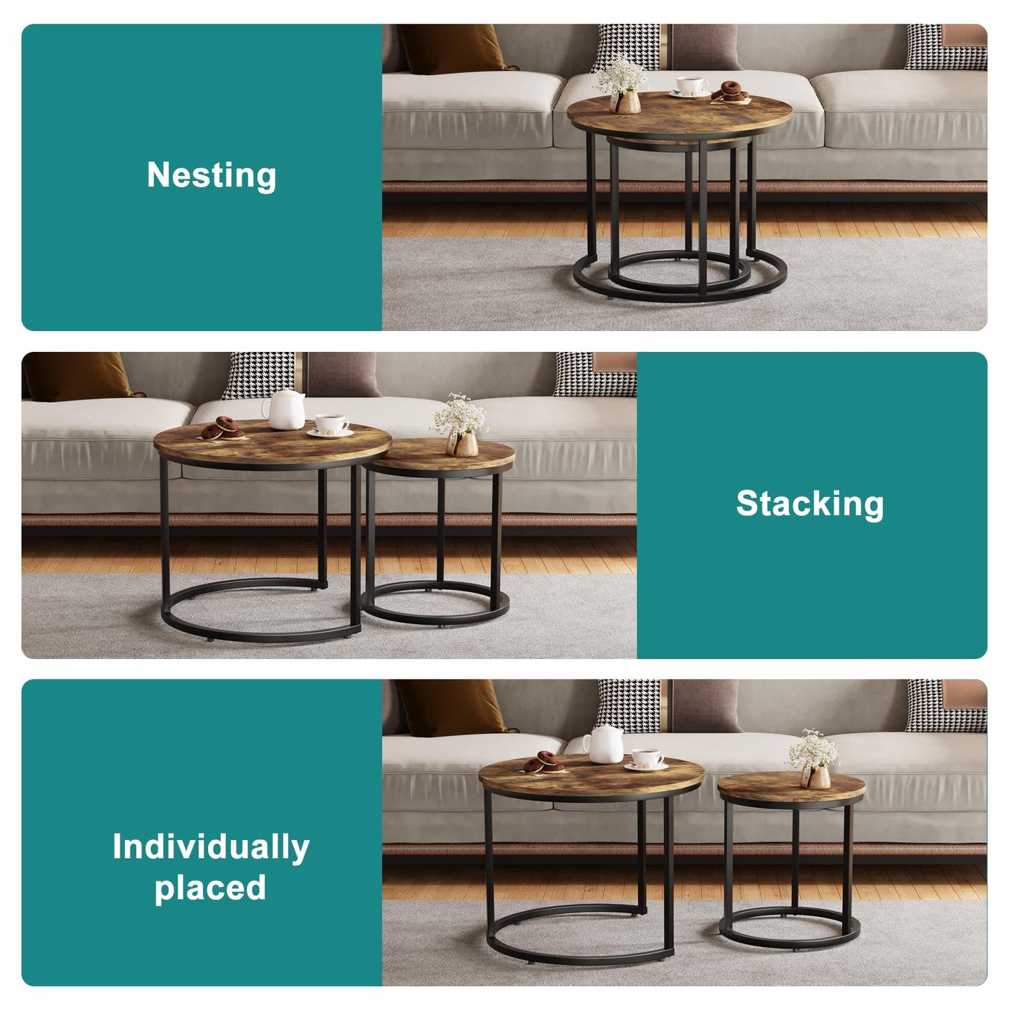 White Nesting Coffee Tables, 2-Pack