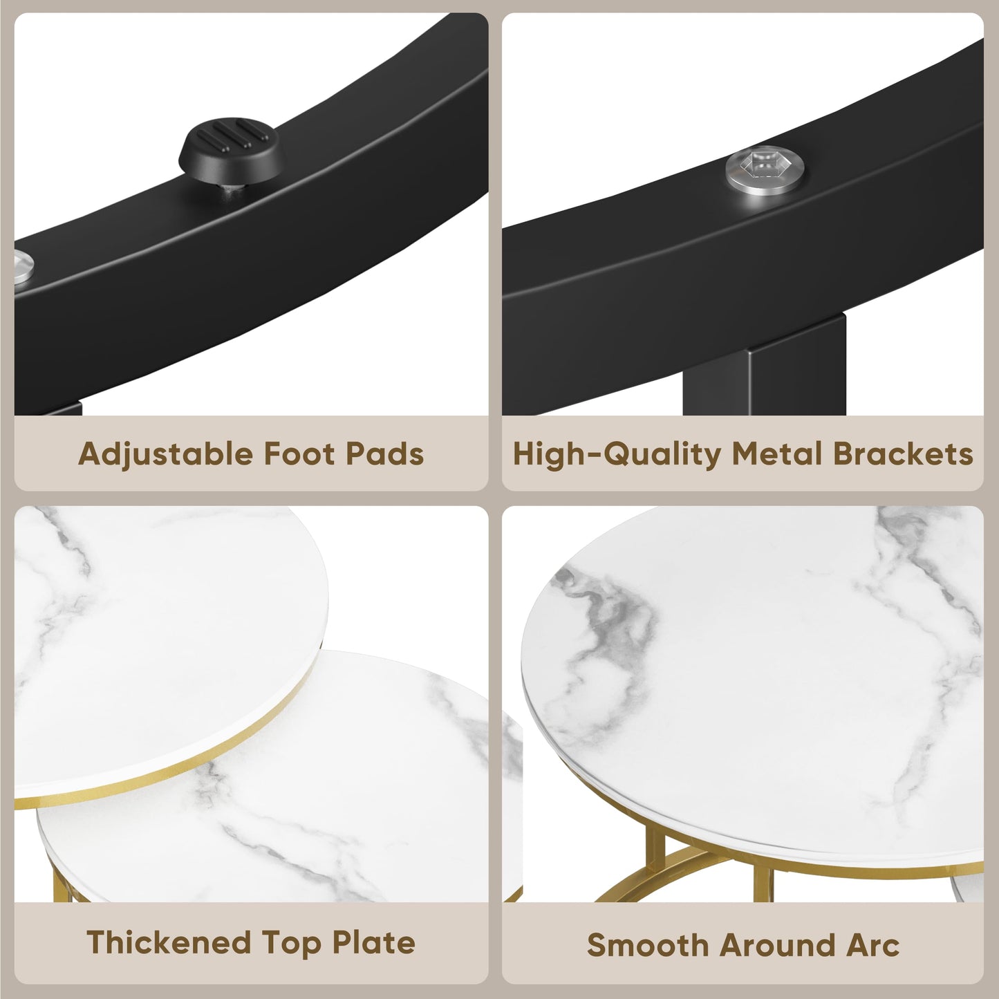 White Nesting Coffee Tables, 2-Pack