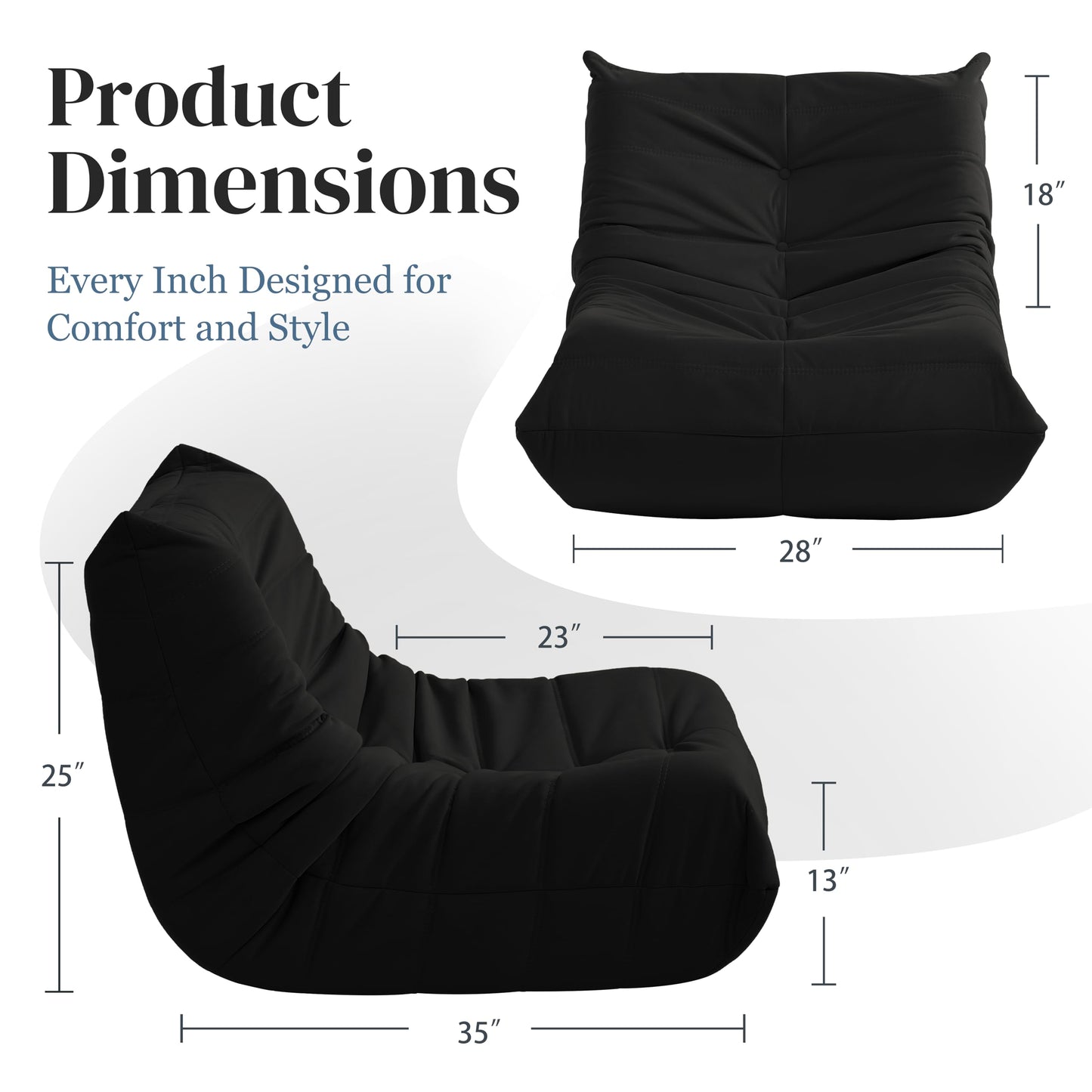 Dark Gray Memory Foam Bean Bag Chair