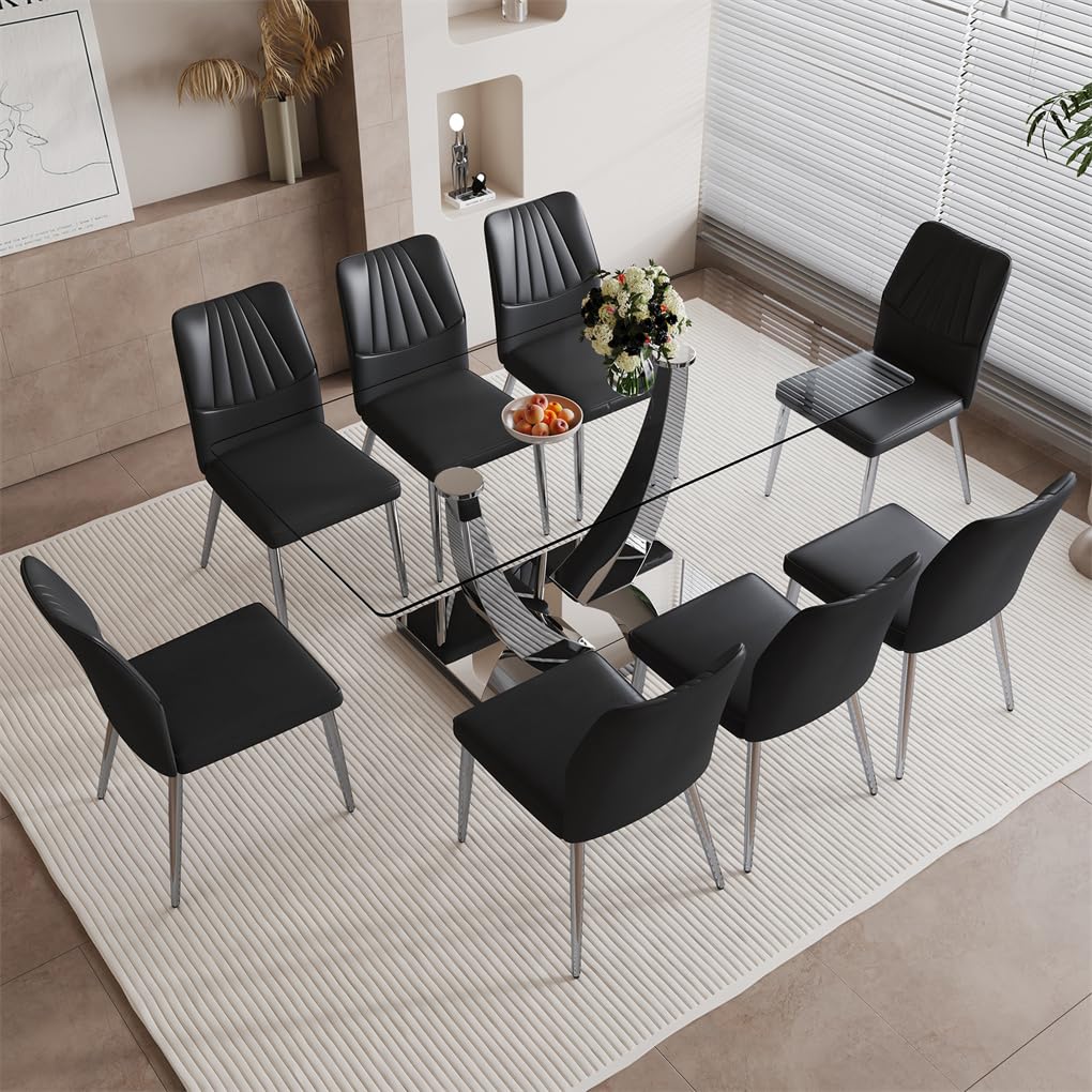 71" Glass Dining Table Set for 6