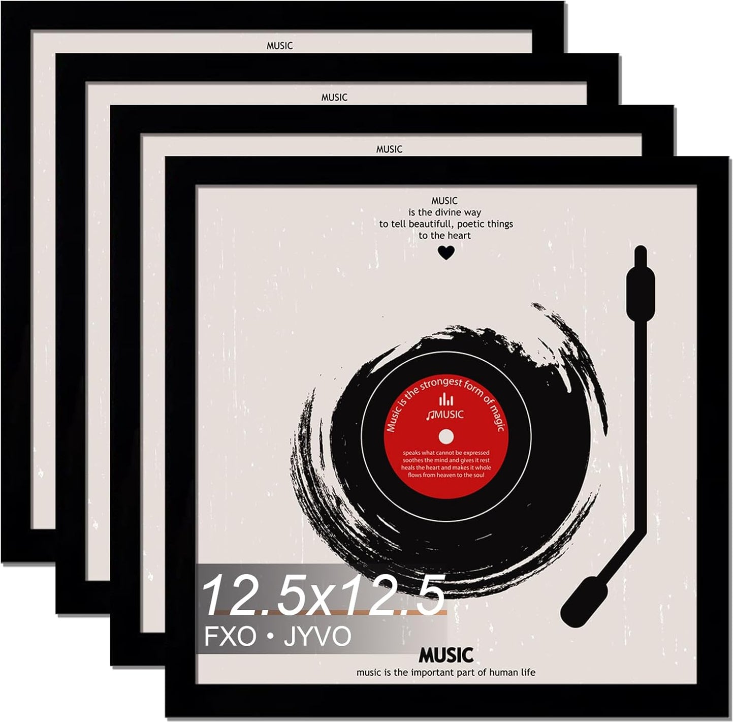 4-Pack 12.5" White Vinyl Record Frames