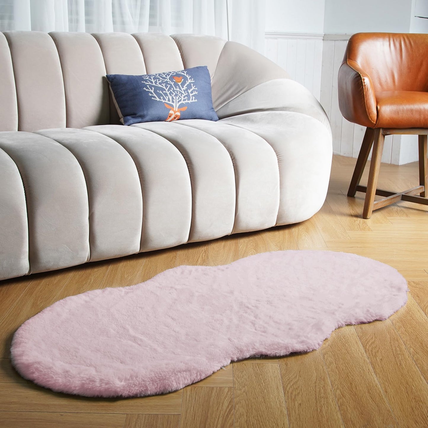 Latepis 3ft White Faux Fur Round Rug