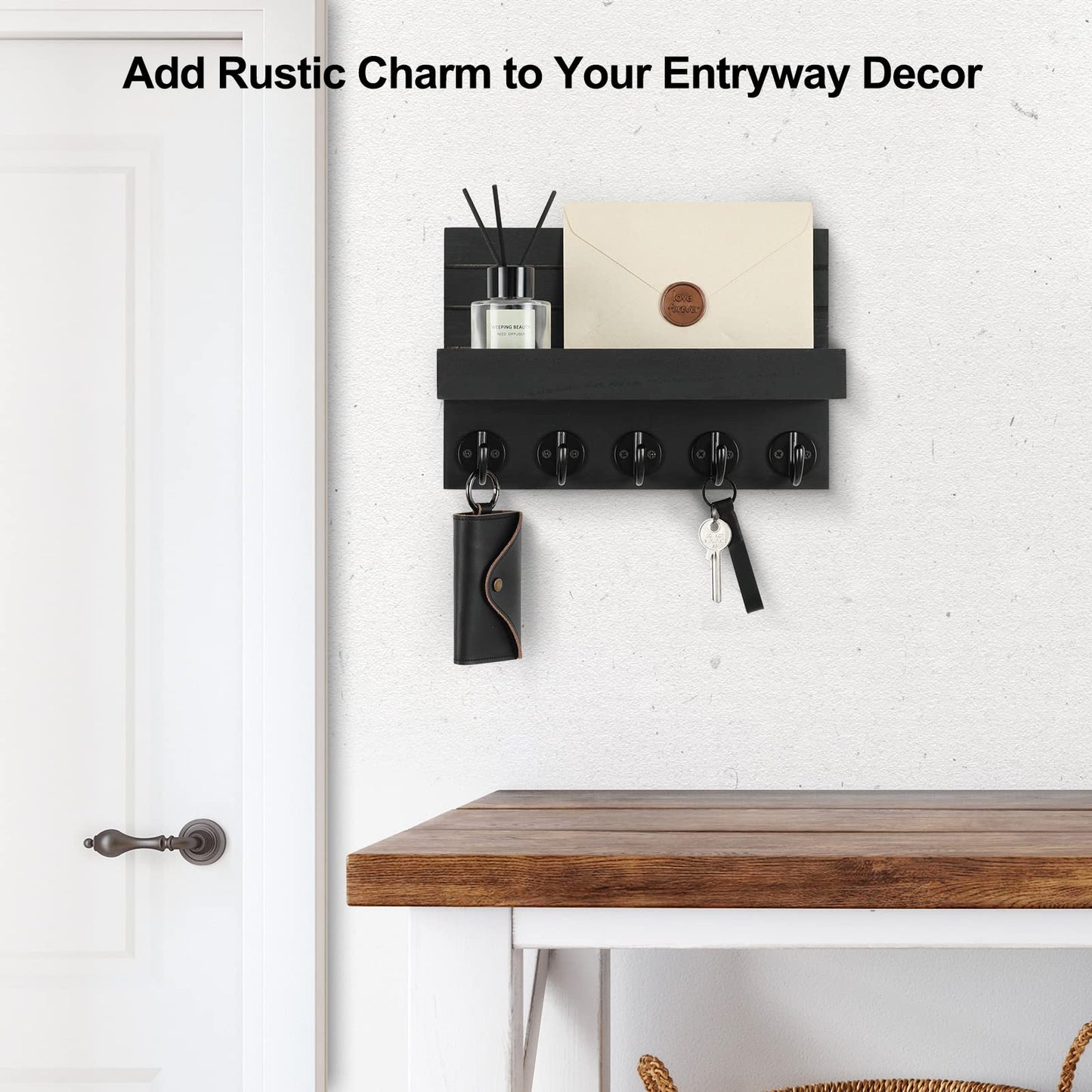 Wall Key & Mail Holder – Wood