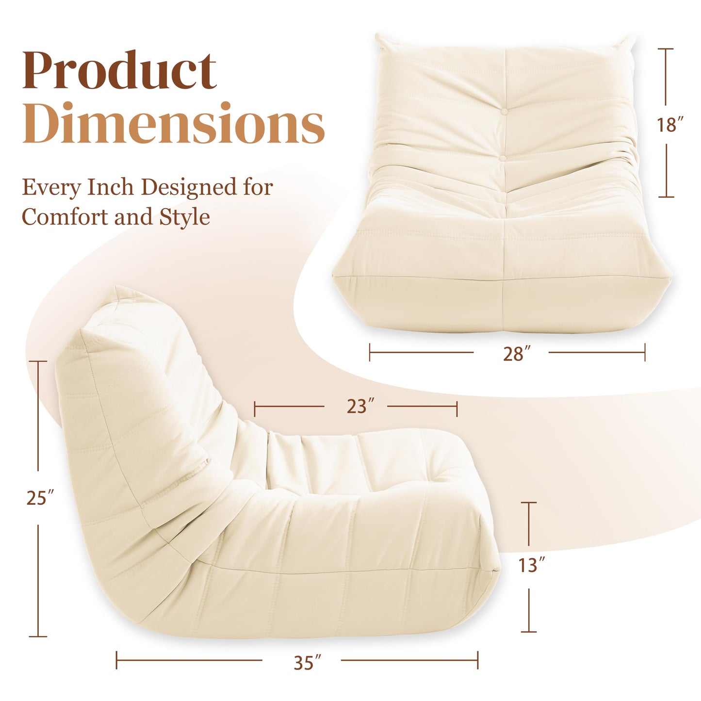 Dark Gray Memory Foam Bean Bag Chair