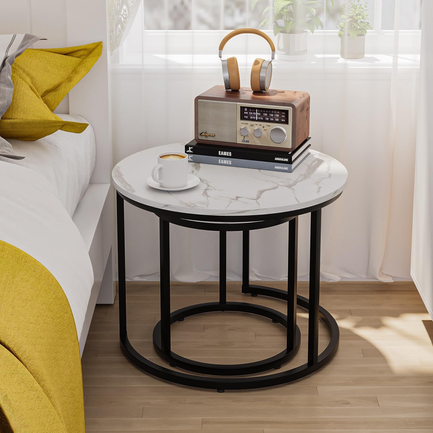 White Nesting Coffee Tables, 2-Pack