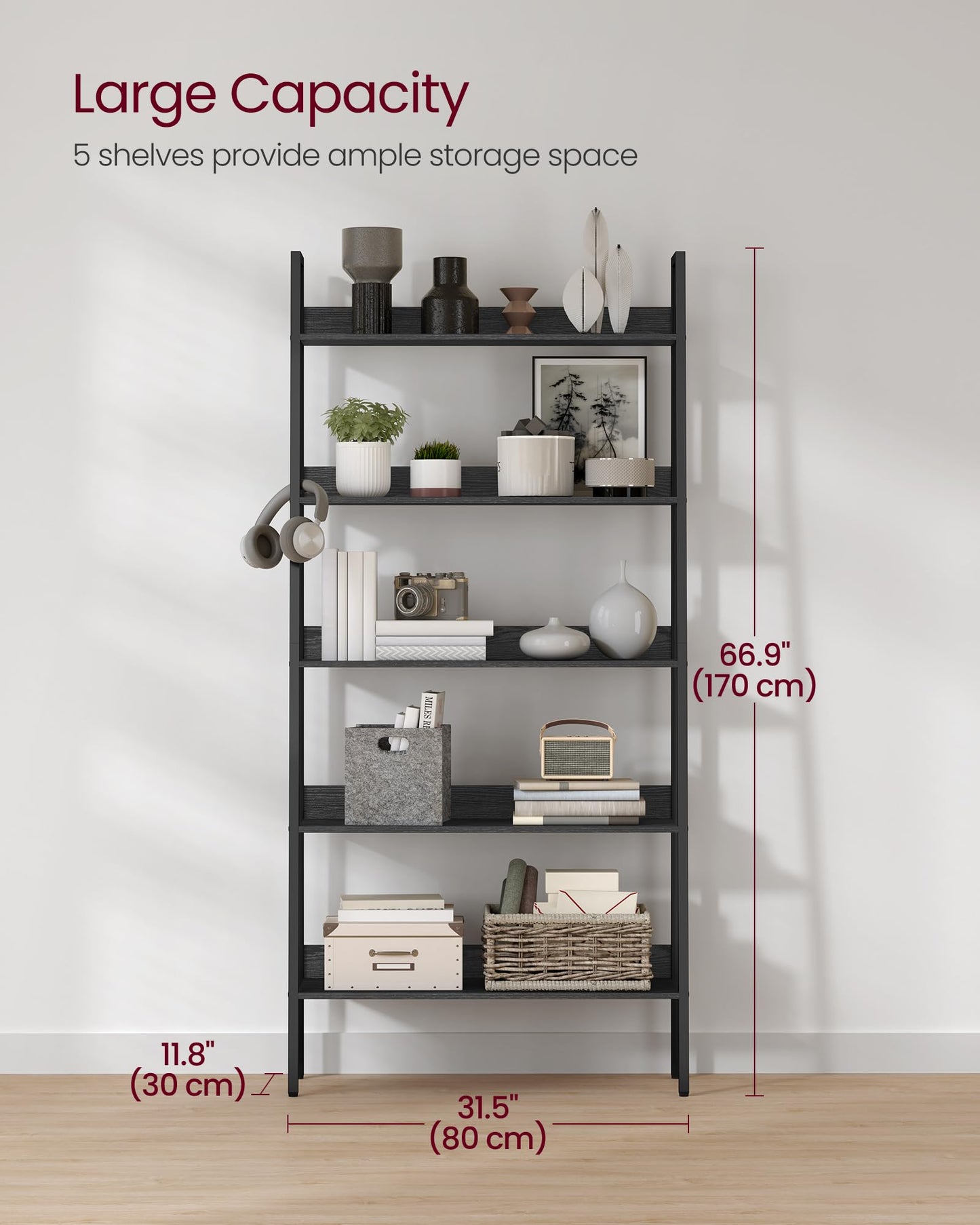VASAGLE 5-Tier Ladder Bookshelf