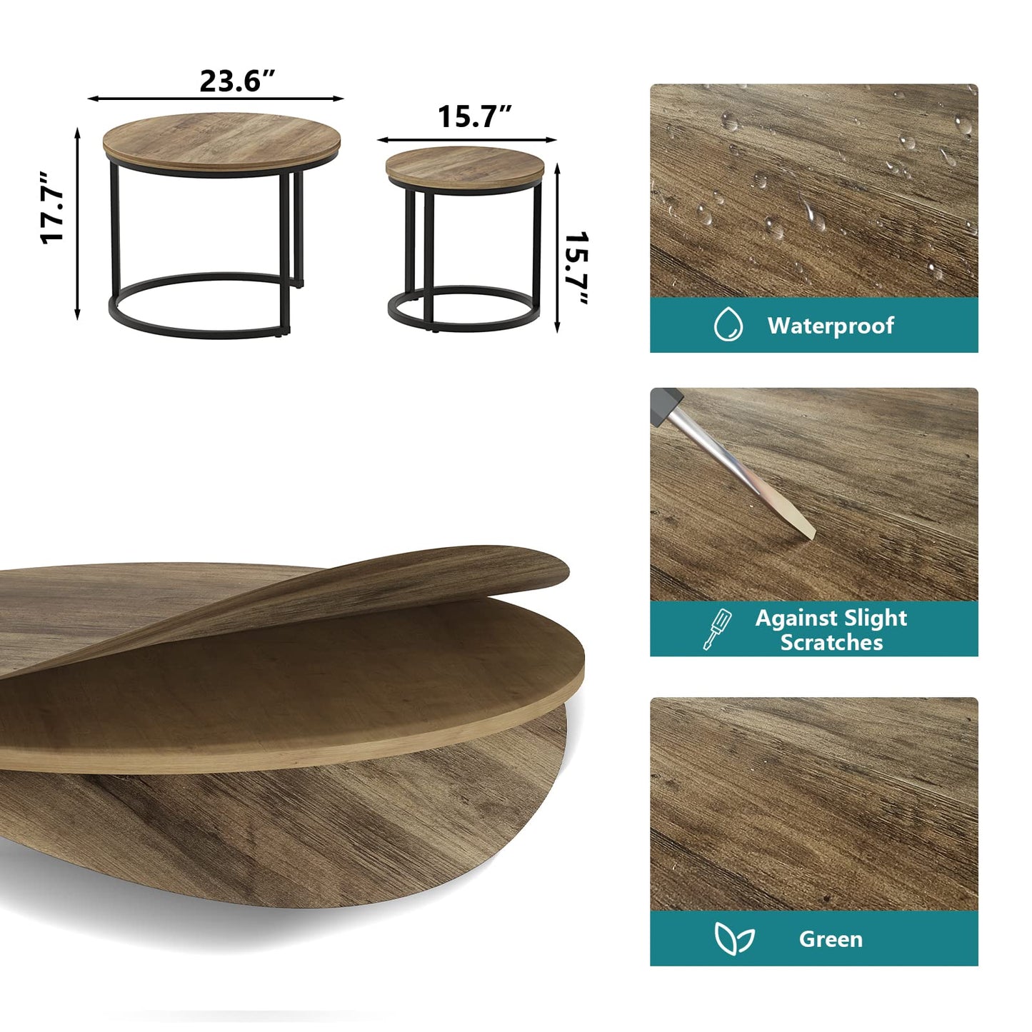 White Nesting Coffee Tables, 2-Pack
