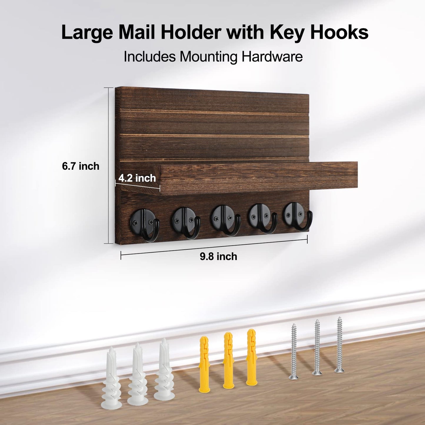 Wall Key & Mail Holder – Wood