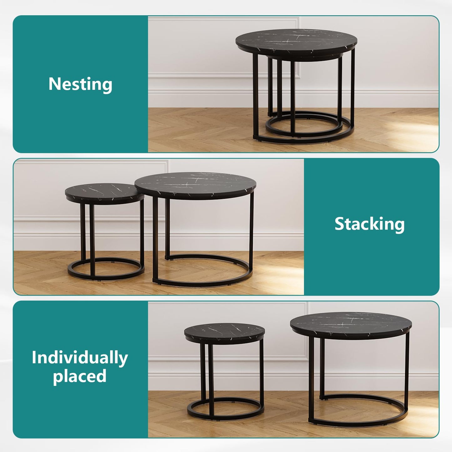 White Nesting Coffee Tables, 2-Pack