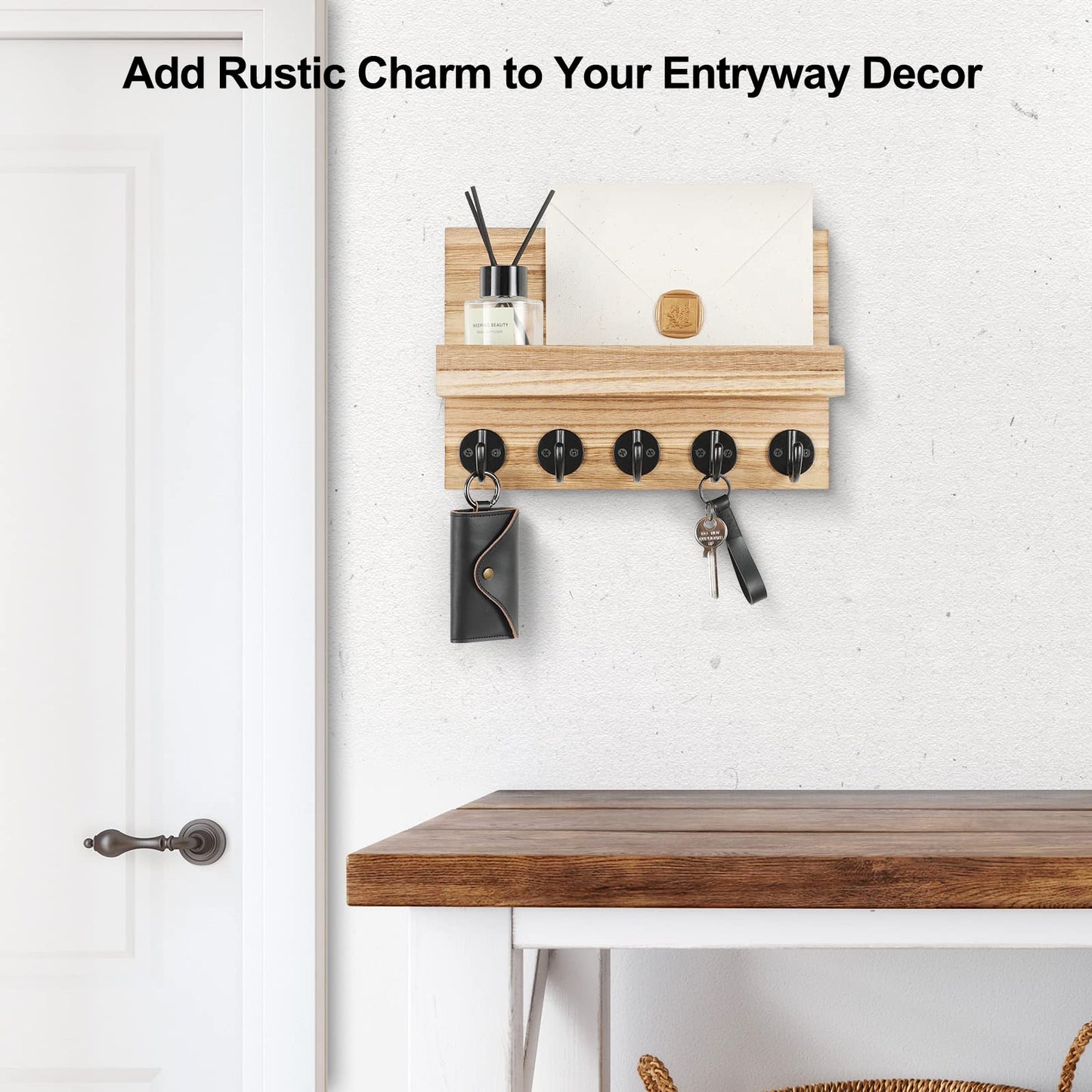 Wall Key & Mail Holder – Wood