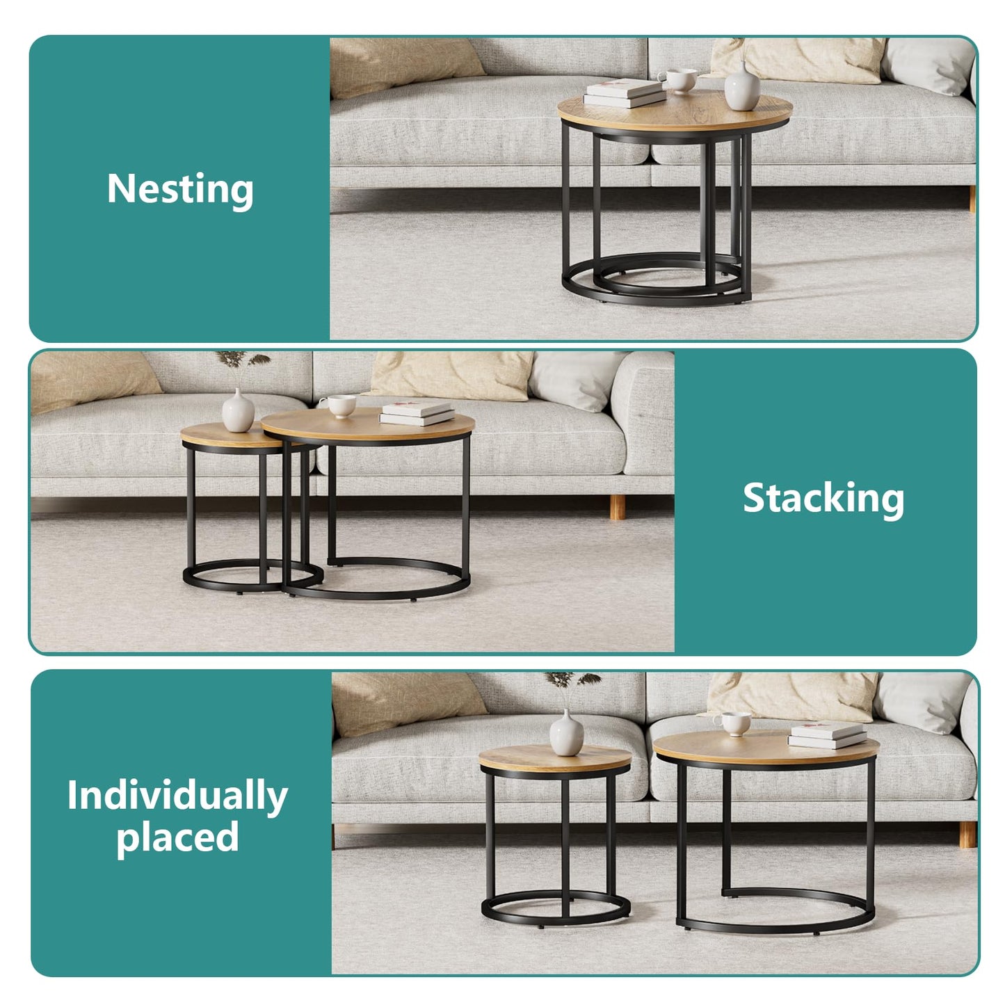 White Nesting Coffee Tables, 2-Pack