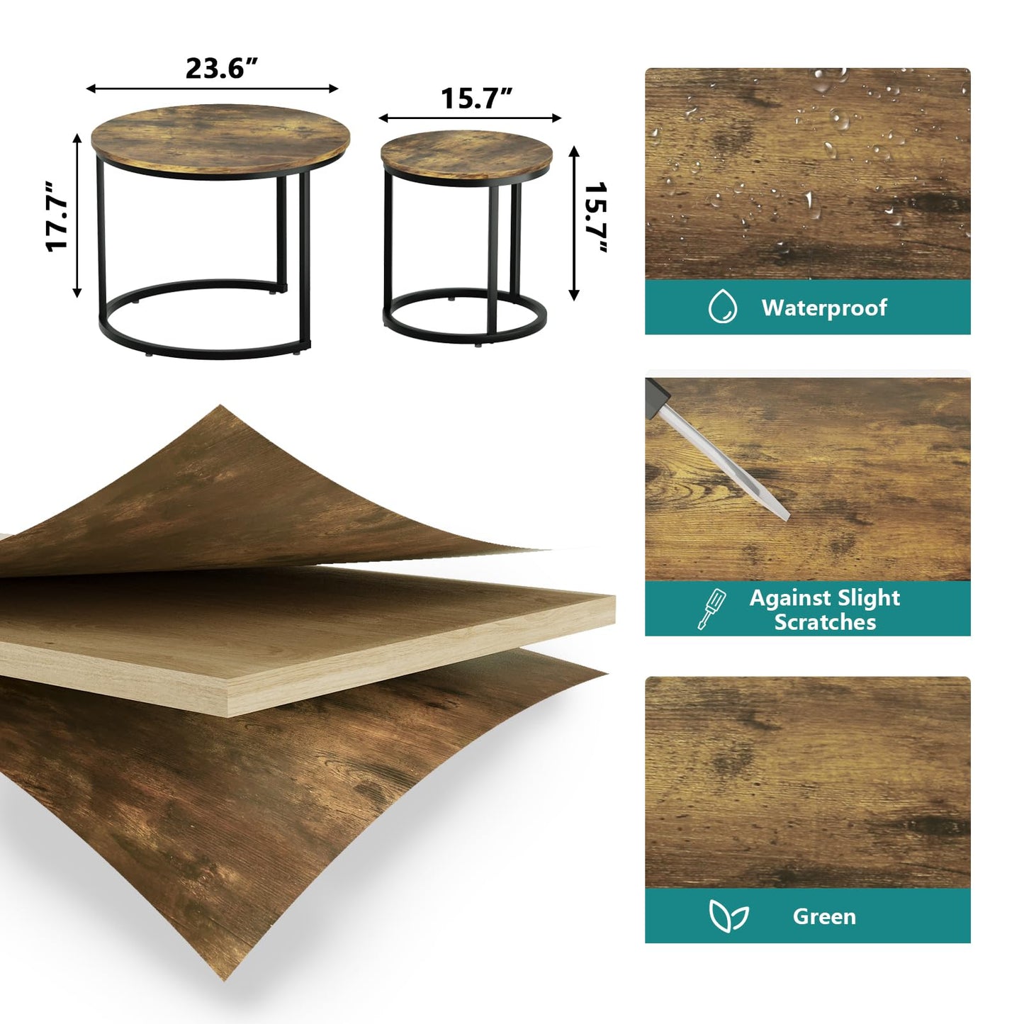 White Nesting Coffee Tables, 2-Pack
