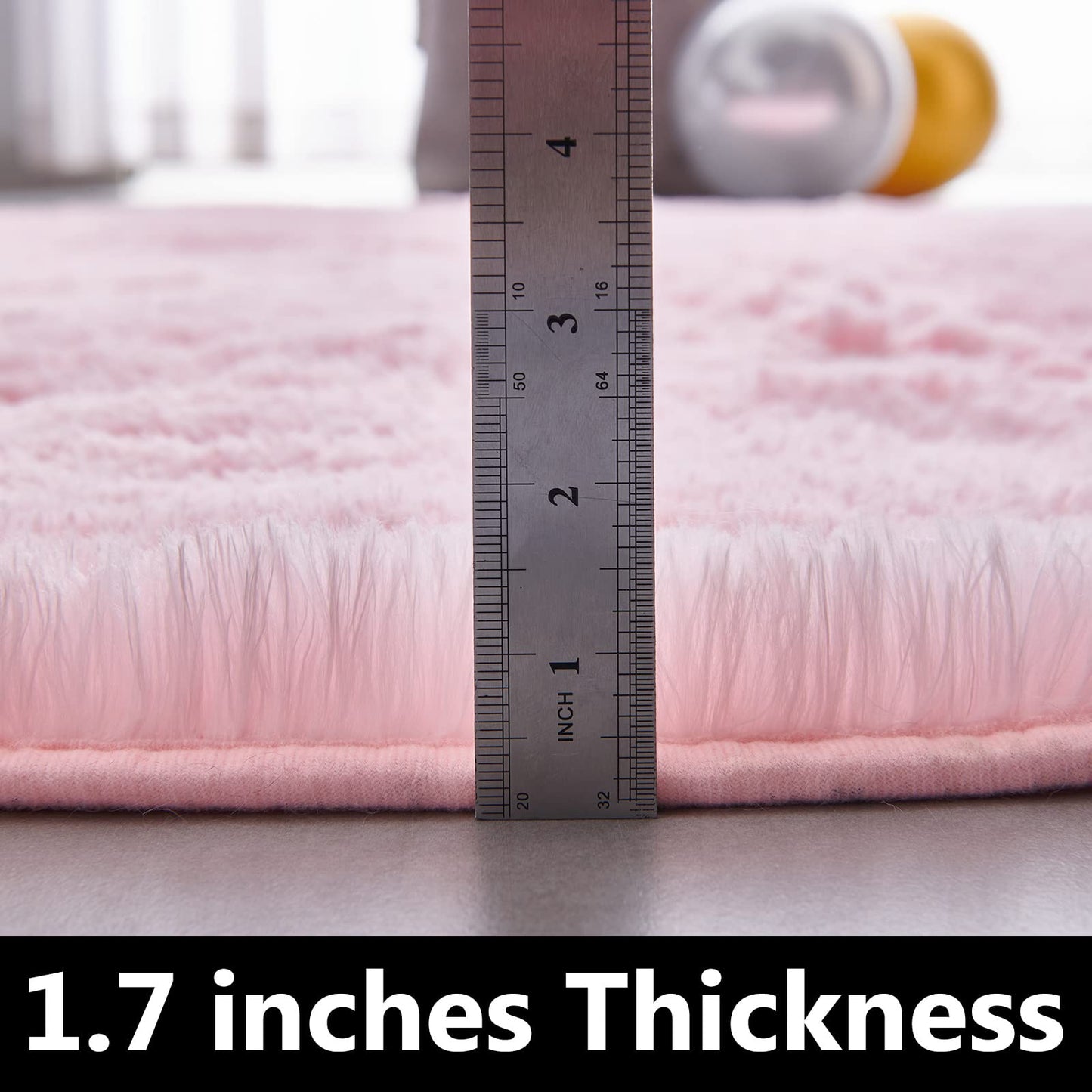 FJZFING 4x4 Light Grey Round Shag Rug