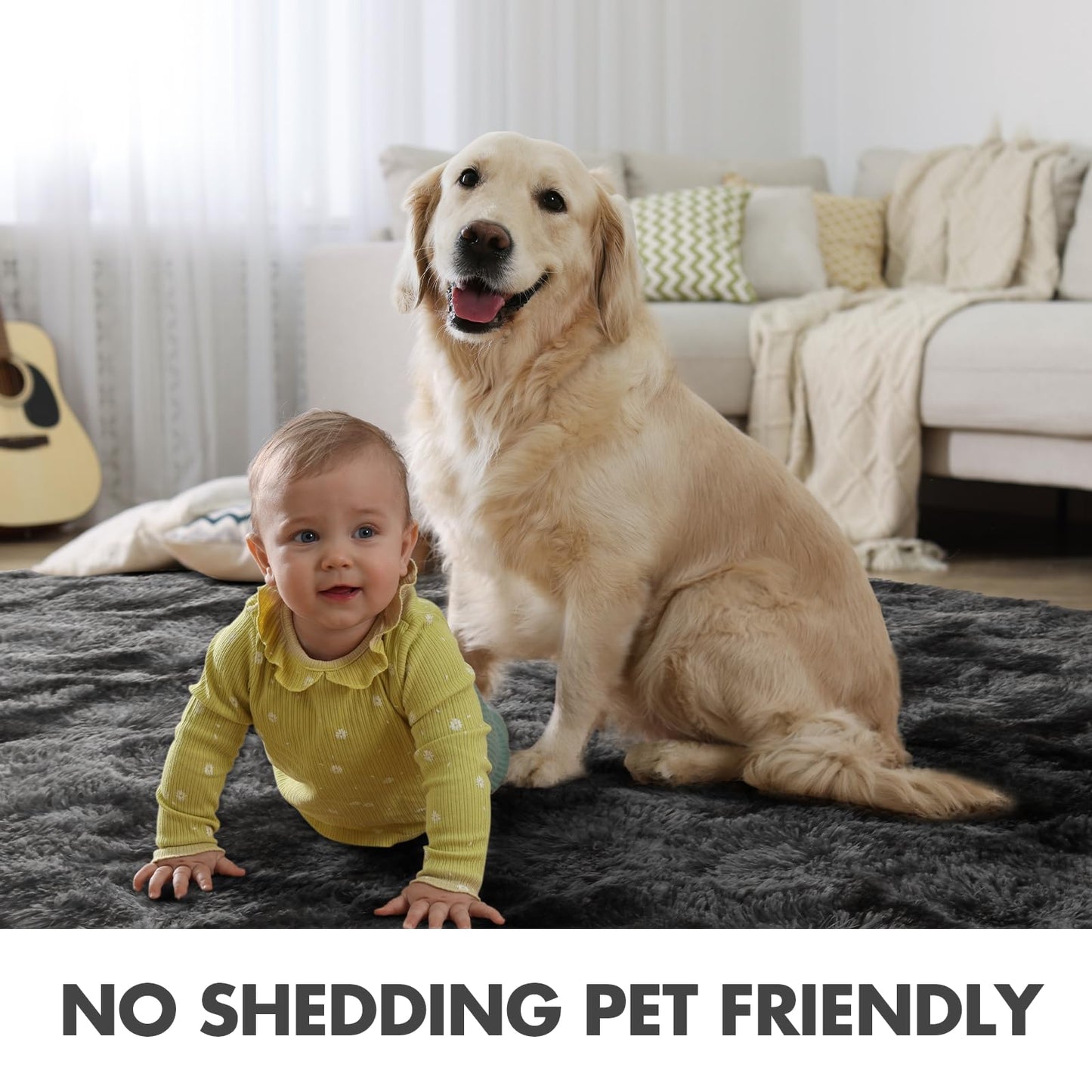 6x9 Ft Dark Grey Shag Area Rug